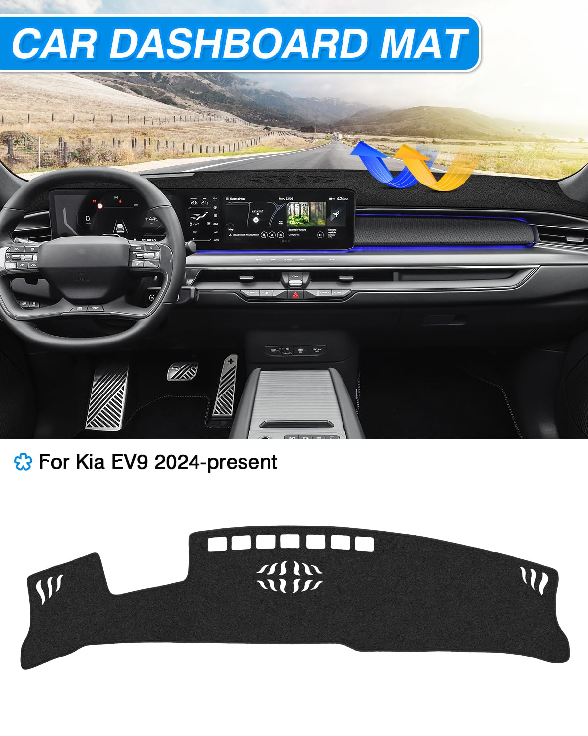 Cartist Dashboard Cover Compatible With Kia Soul 2014-2019 Accessories Dash Cover Mat Non-Slip Pad Carpet Anti-Glare
