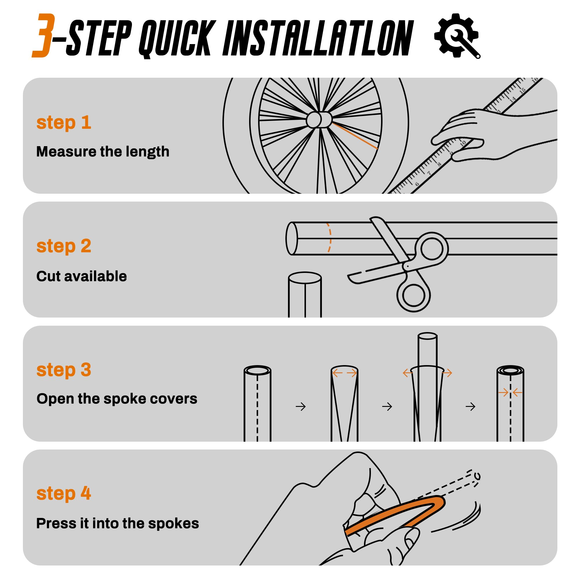 JZY Universal Bicycle Bike Spoke Covers - 72Pcs Motorcycle Wheelchair Wheel Spoke Wraps, Dirt Bike Spoke Skin, Pipe Trim for 8''