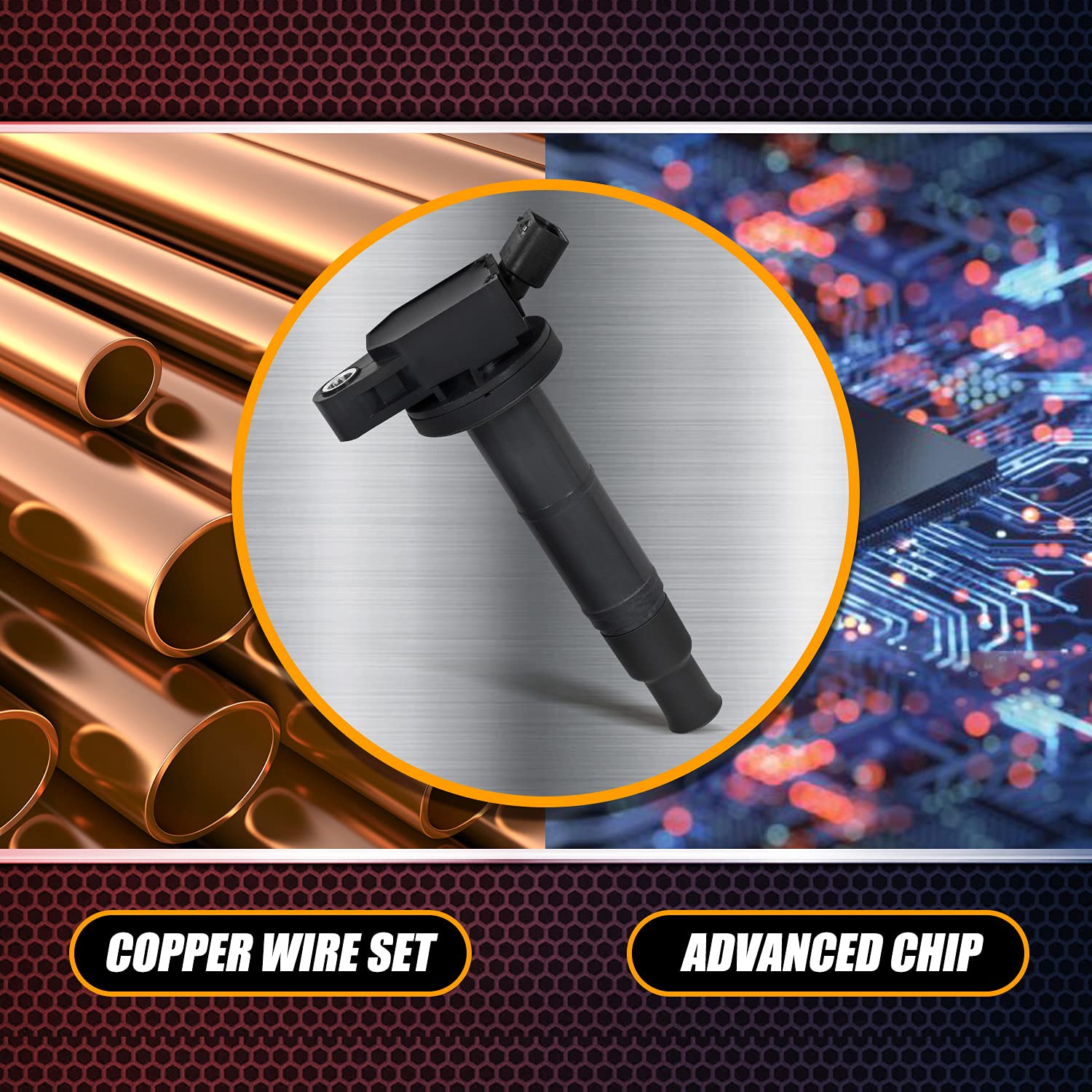 RANSOTO Set of 4 UF333 Ignition Coil & 7092 Iridium Spark Plugs Compatible With Scion tC xB Toyota Camry Corolla Highlander Matr