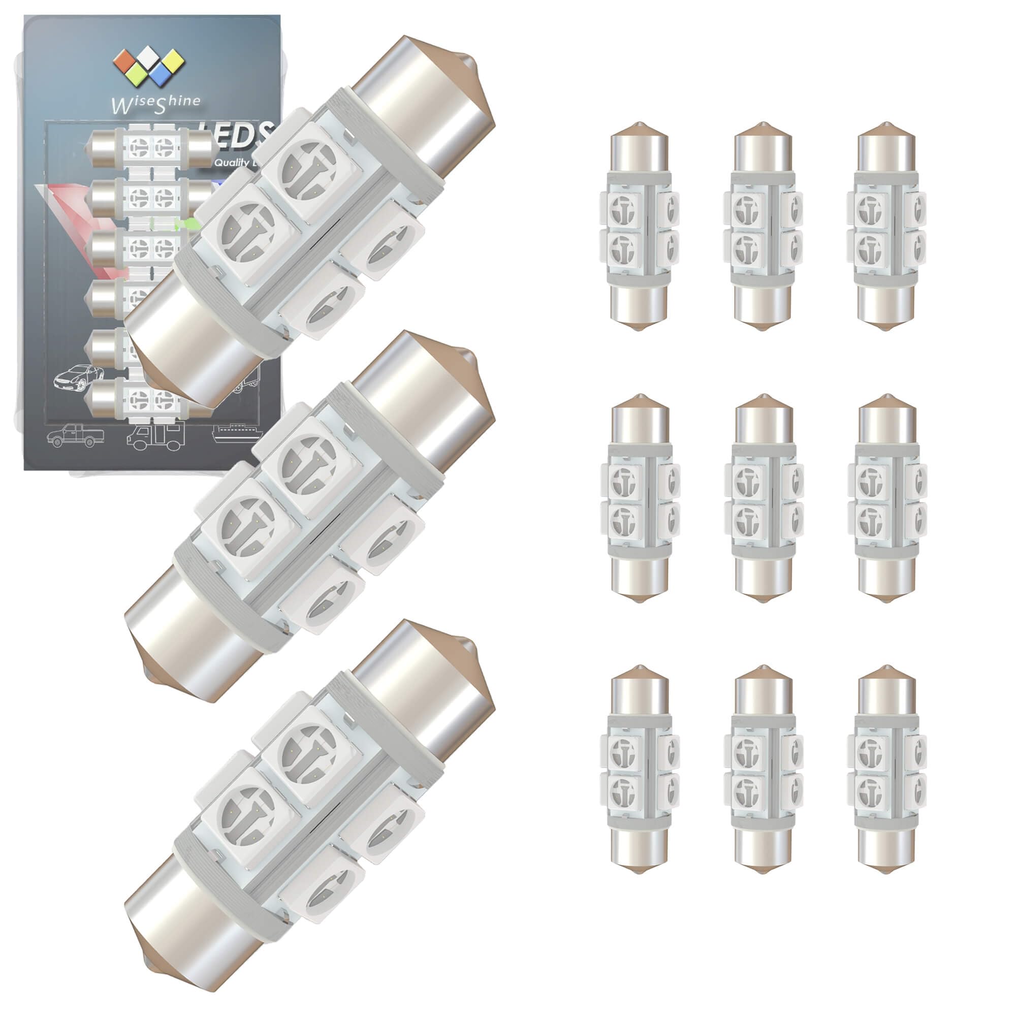 Wiseshine DC 24V 31mm Festoon Dome LED Bulb Blue DE3175 3021 3022 LED Bulbs for Truck Interior Dome Trunk Lights (Pack 12)