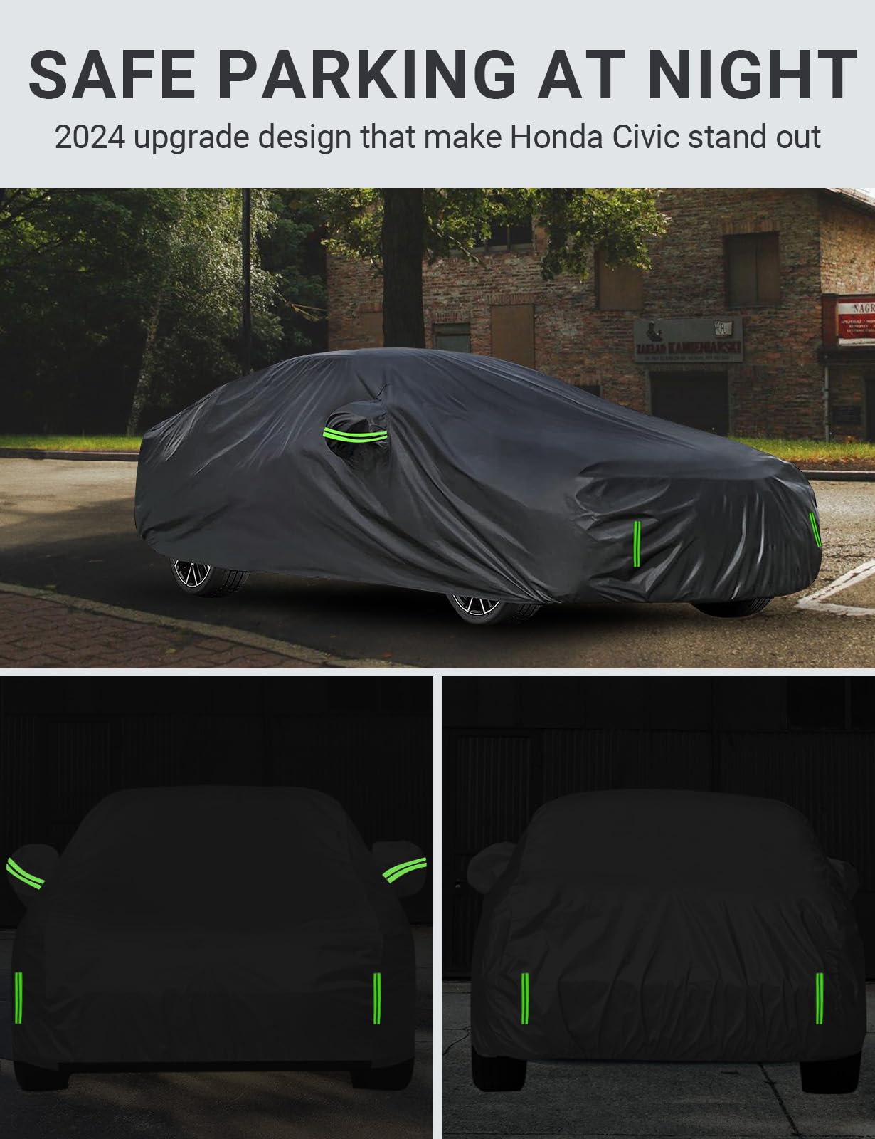 Proadsy 2024 Upgrade Car Cover For Honda Civic 2016-2023 2024, Waterproof All Weather For Automobiles, Windproof Snowproof Rain Hail Sun Uv Protection Full Outdoor Indoor Exterior Car Covers, Black