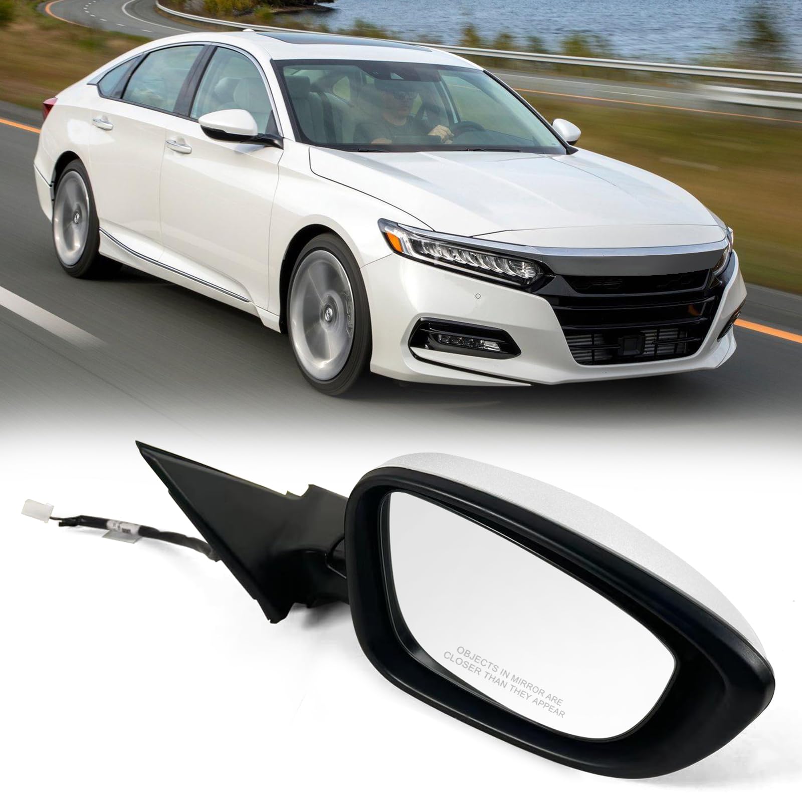 Lqito Right Passenger Side Door Mirror For Honda Accord Lx, Sport 2018-2022 ? Power ? Non-Heated No-Turn Signal Match To Platinu