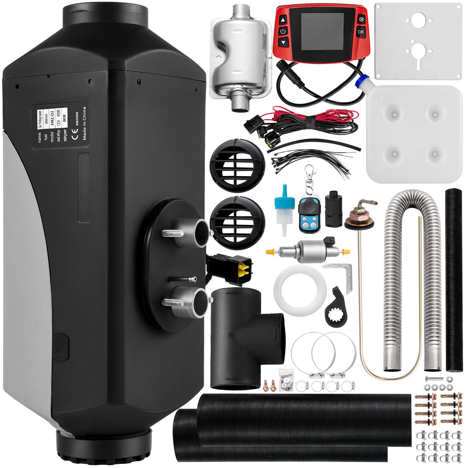 Fiberfly Diesel Heater 8Kw, 15L Tank, Diesel Air Heater 12V,Muffler, Diesel Parking Heater With Lcd Thermostat Monitor & Remote