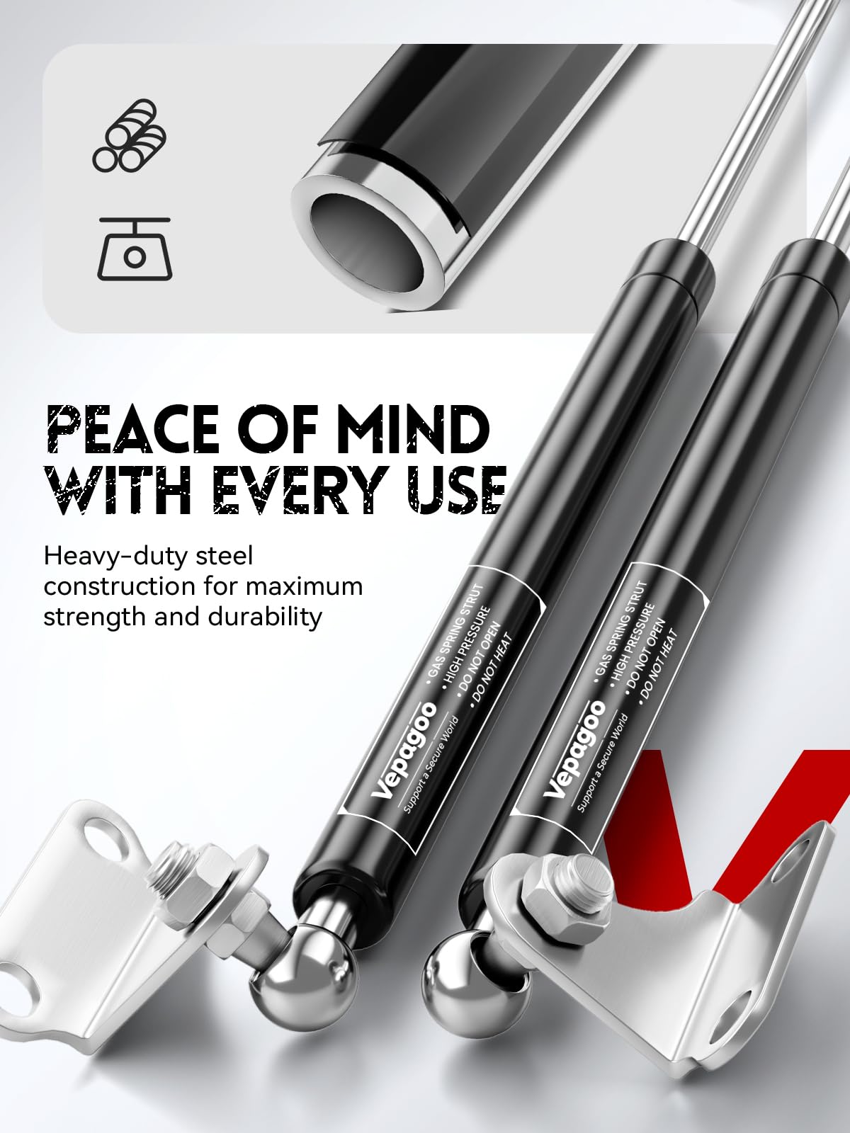 Vepagoo 23 Inch 35Lb/156N Gas Struts Shock With Mounting Brackets, Lift Supports For Rv Bed Storage Trailer Basement Door Box Co