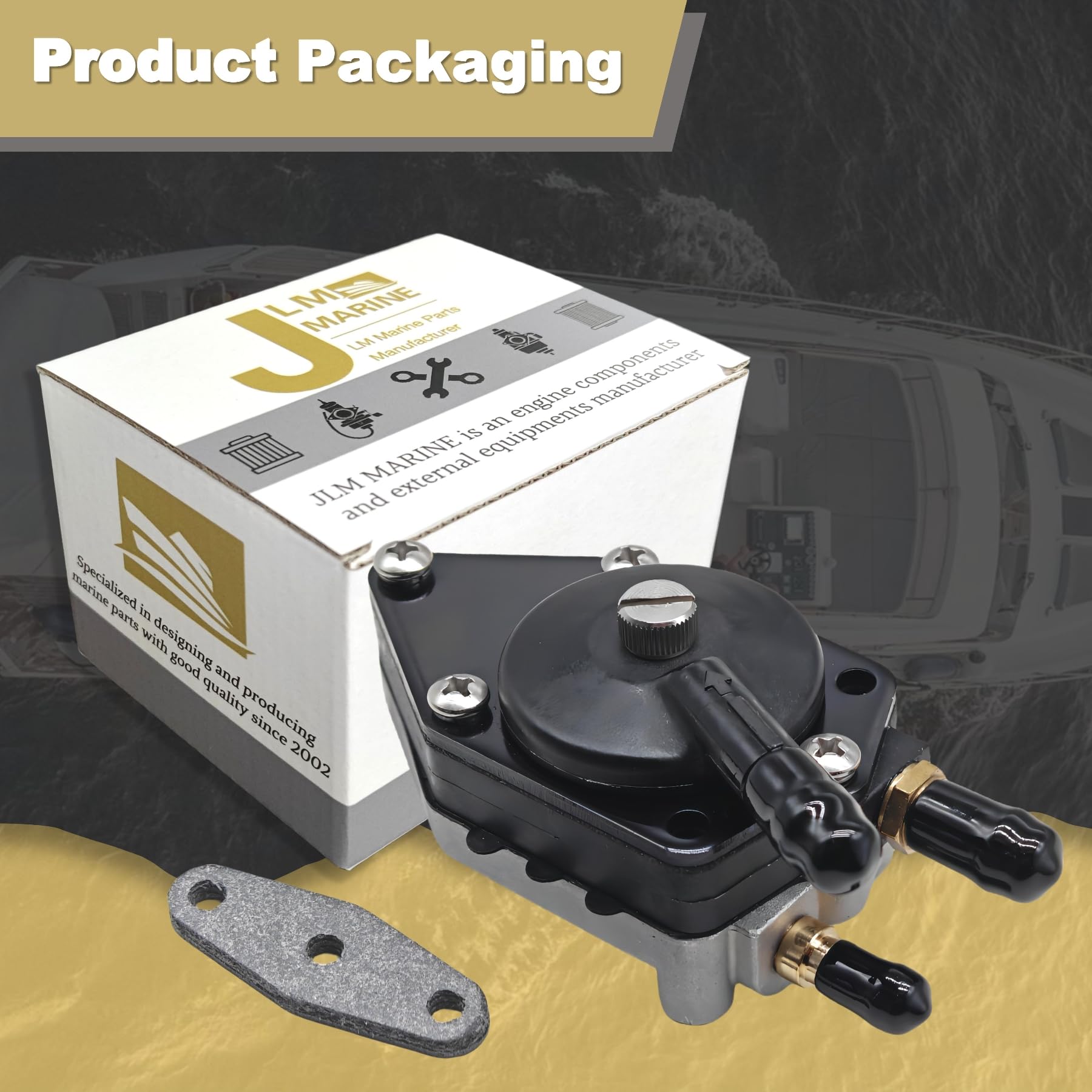 JLM MARINE Fuel Pump with Gasket for Johnson Evinrude 25-235HP Outboard Engines - Replaces 765591, 388555, 433390, 18-