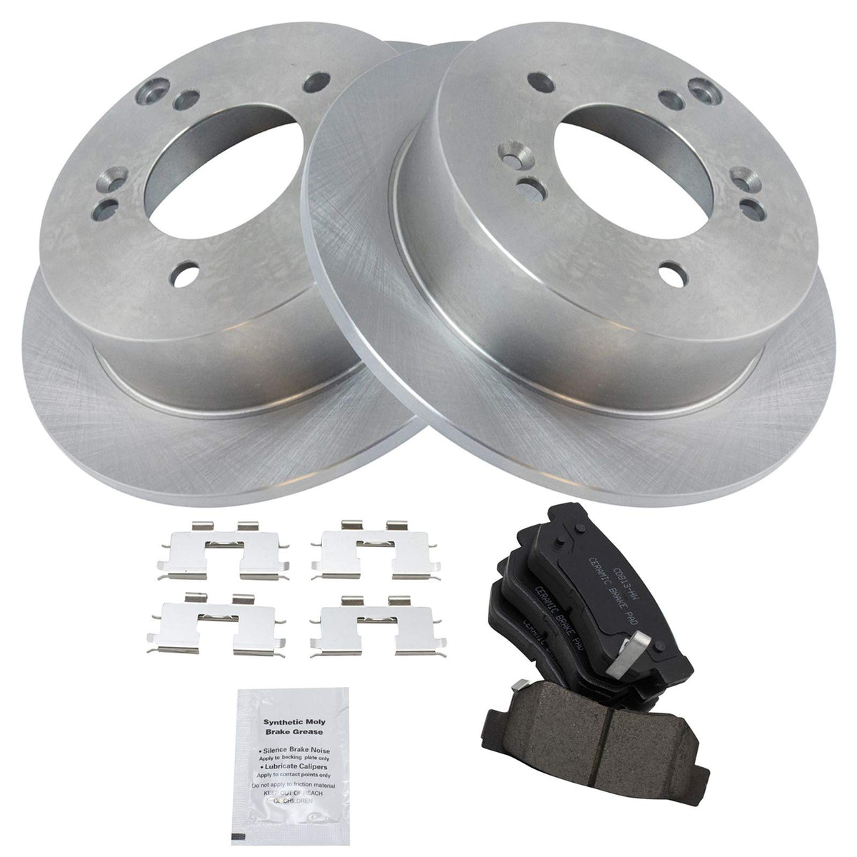 Trq Rear Brake Pad & Rotor Kit Brake Pads Brake Rotor Ceramic Compatible With 2006-2008 Hyundai Sonata 2005-2009 Tucson 2001 Xg3