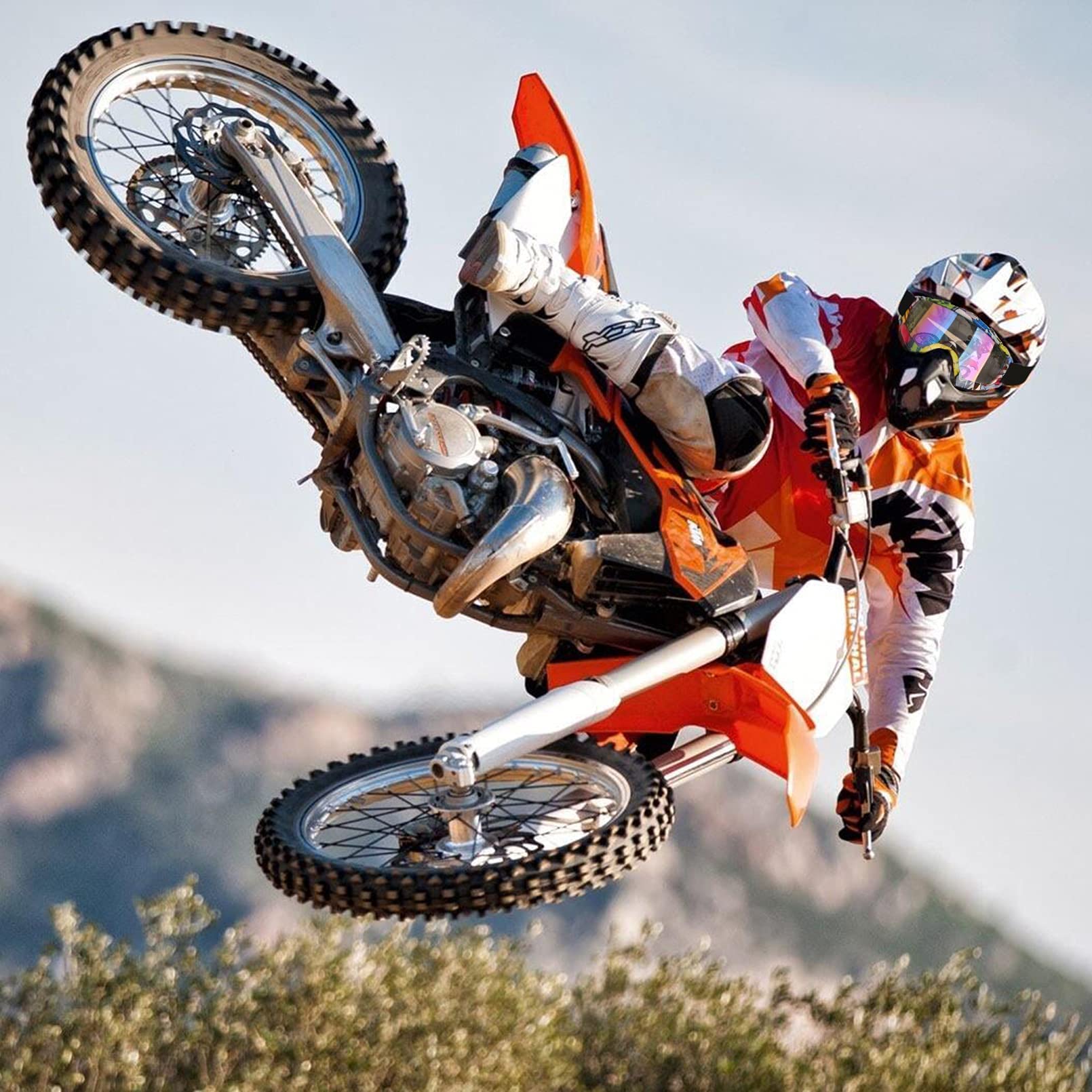 Dirt Bike Goggles Motorcycle Riding Goggles Atv Goggles Motocross Goggles Utv Helmet Goggles Off-Road Mx Goggles Uv400 Anti-Fog Scratch Dustproof Windproof Men Women Adult Youth Kid Color Len(Yellow)