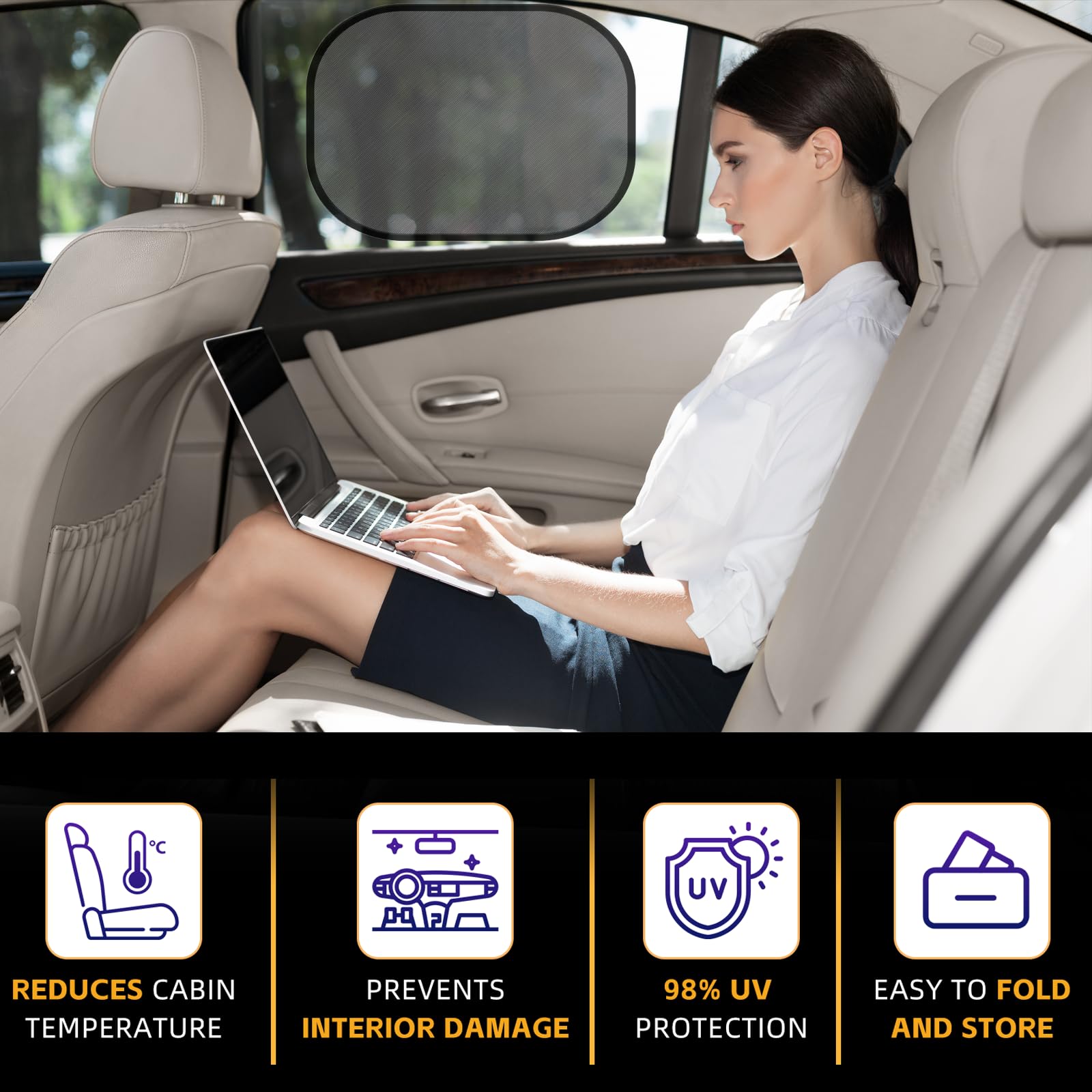 Auyneas Car Window Shades For Baby - 2 Pack Sun Shade For Car Window For Kids | Car Shades For Side Windows | Automotive Sun Pro