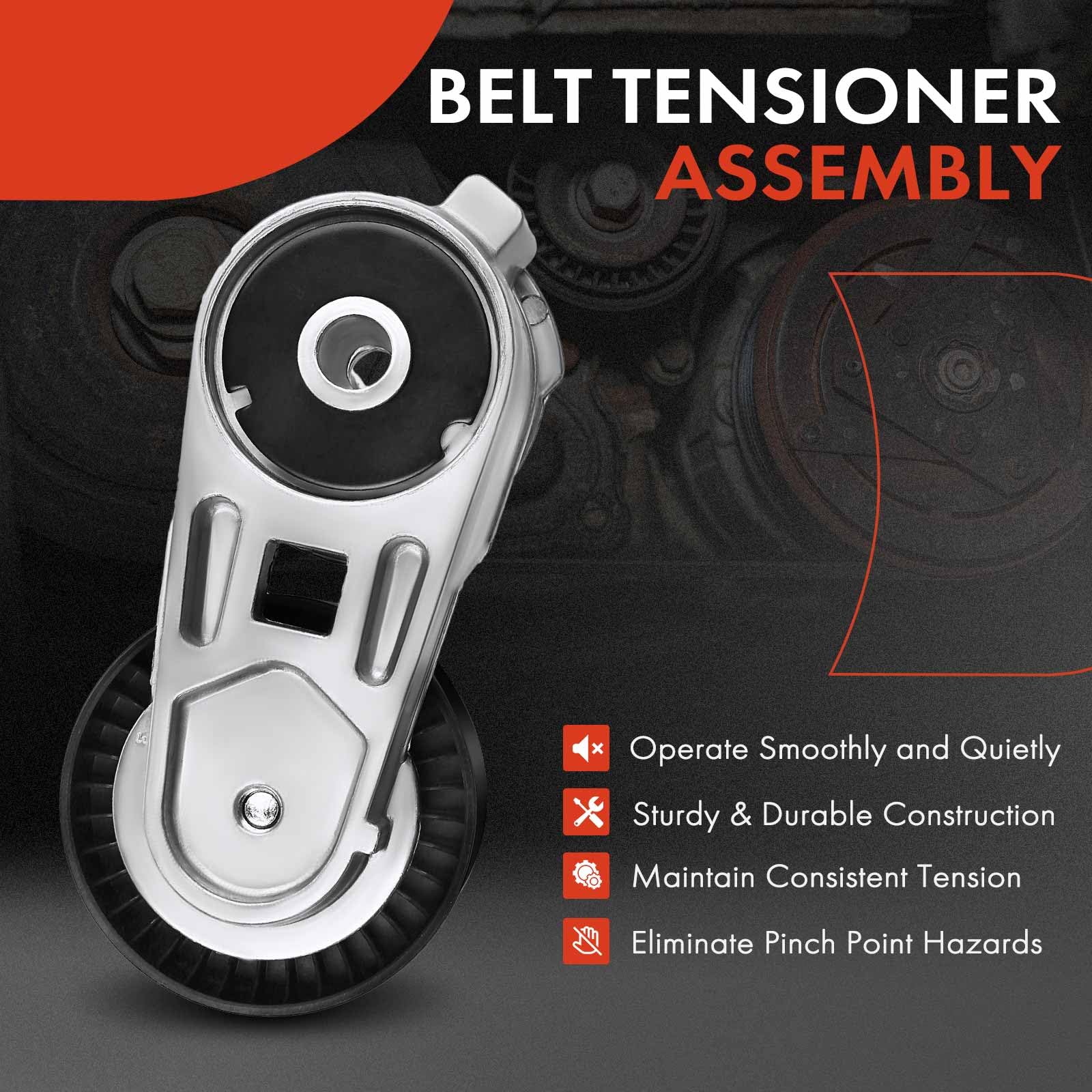 A-Premium Belt Tensioner Assembly With Pulley Compatible With 2000-2006 Jeep Wrangler 4.0L, 1999-2004 Grand Cherokee 4.0L, Repla