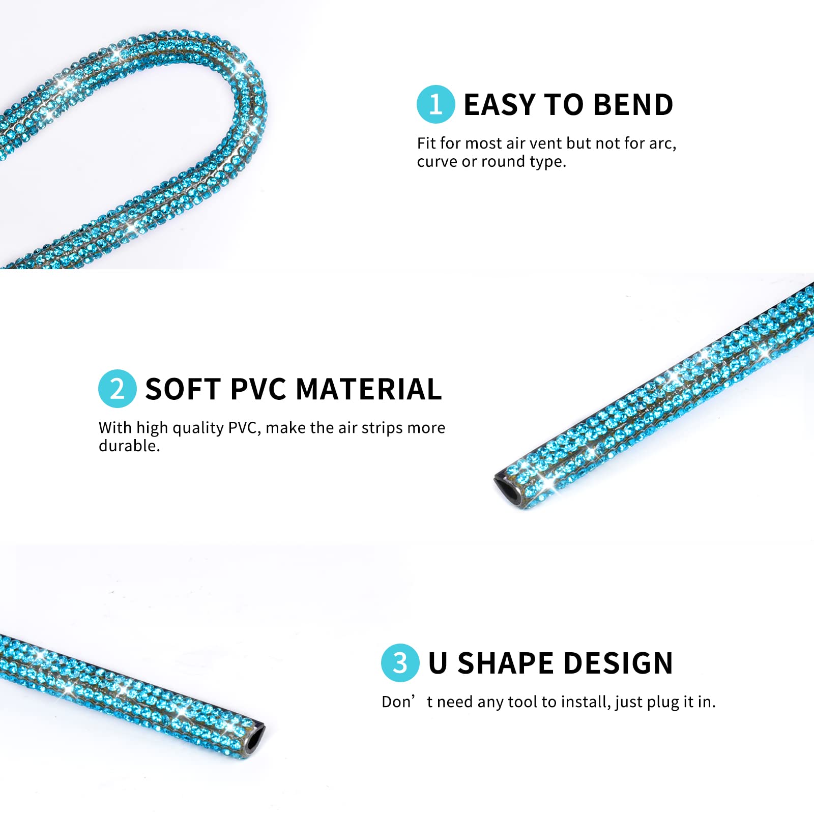 Insauto Bling Car Vent Outlet Trim,Bling Car Accessories For Women, 10Pcs Rhinestone Bling Car Air Conditioner Vent Decoration S