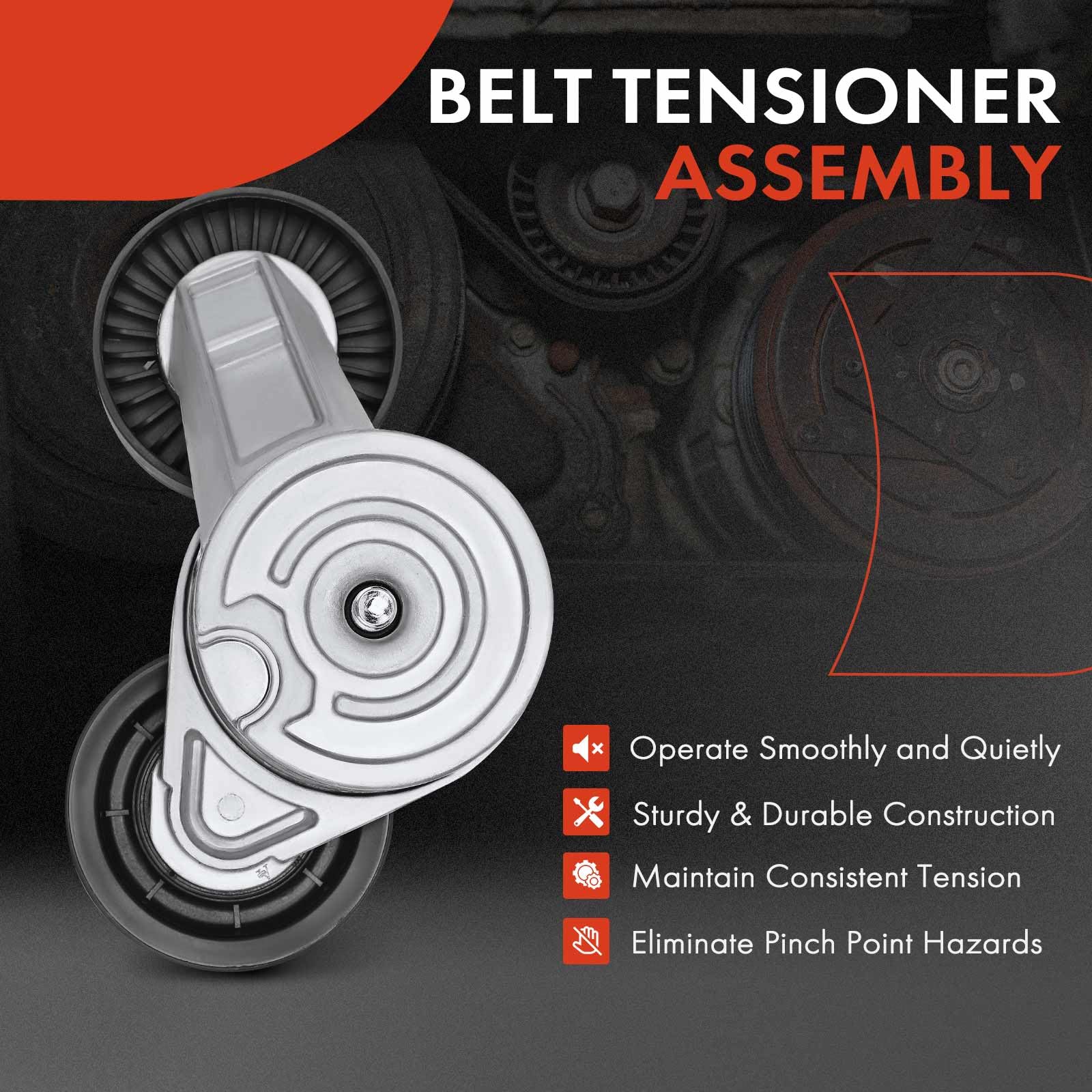 A-Premium Belt Tensioner Assembly With Pulley Compatible With Dodge Ram 1500 2002-2010, Dakota, Durango, Nitro & Jeep Grand Cher