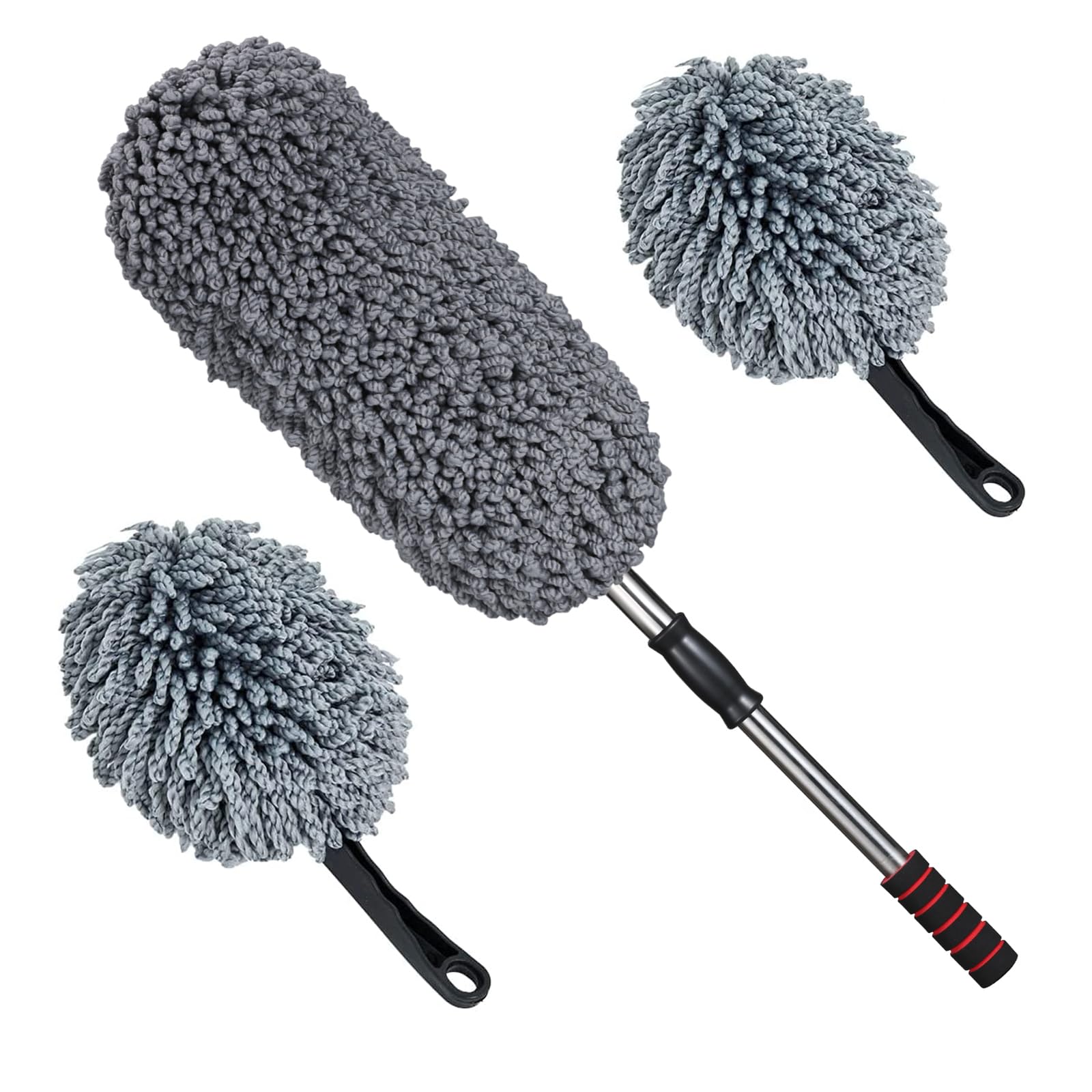 IPELY 3 Pack Large Microfiber Car Duster Exterior Scratch Free with Extendable, Car Duster Interior Multipurpose dust Cleaning