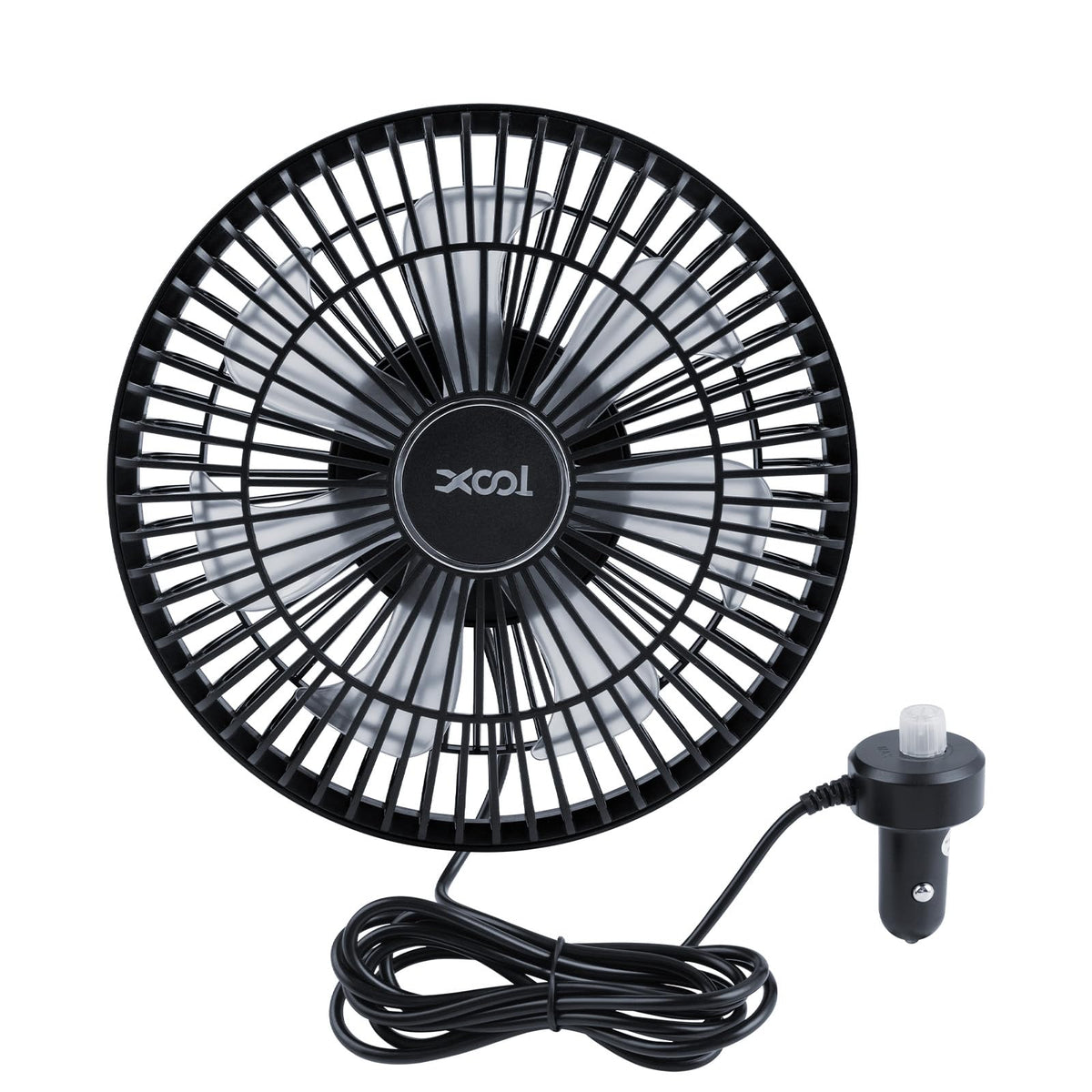 XOOL Clip Car Fan, 9 Inches 12V/24V Fan for Front/Rear Seat Passenger, 360 Degree Rotatable Electric Cooling with Stepless Speed