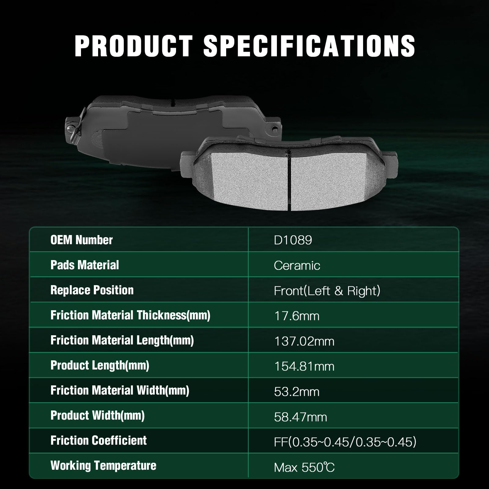 Automuto 8Pcs Front & Rear Ceramic Disc Brake Pads Set D1088 D1089 For Honda Odyssey 2005-2010