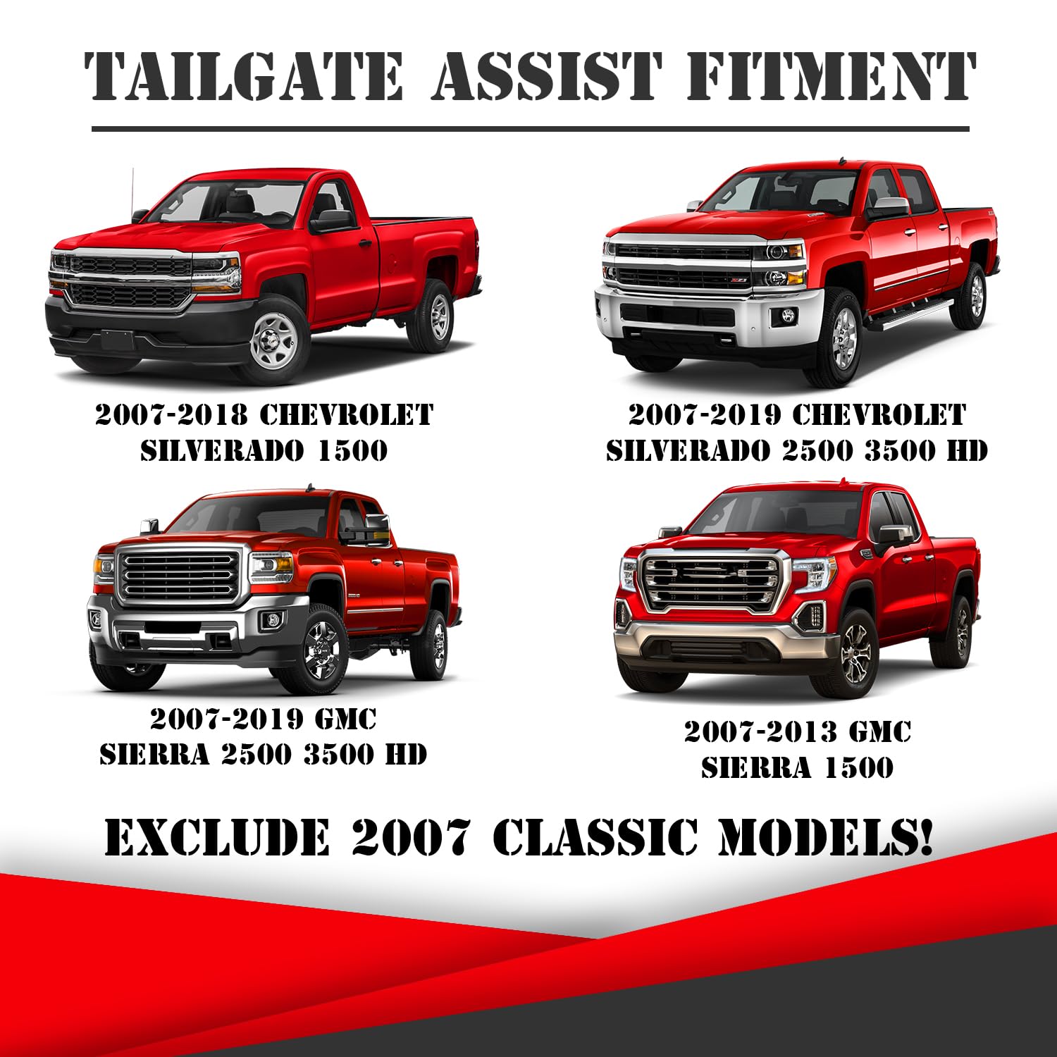 Truck Tailgate Assist Accessories Compatible with 2007-2018 Chevy Silverado and GMC Sierra 1500 2500 3500 and 2019 HD Tailgate D