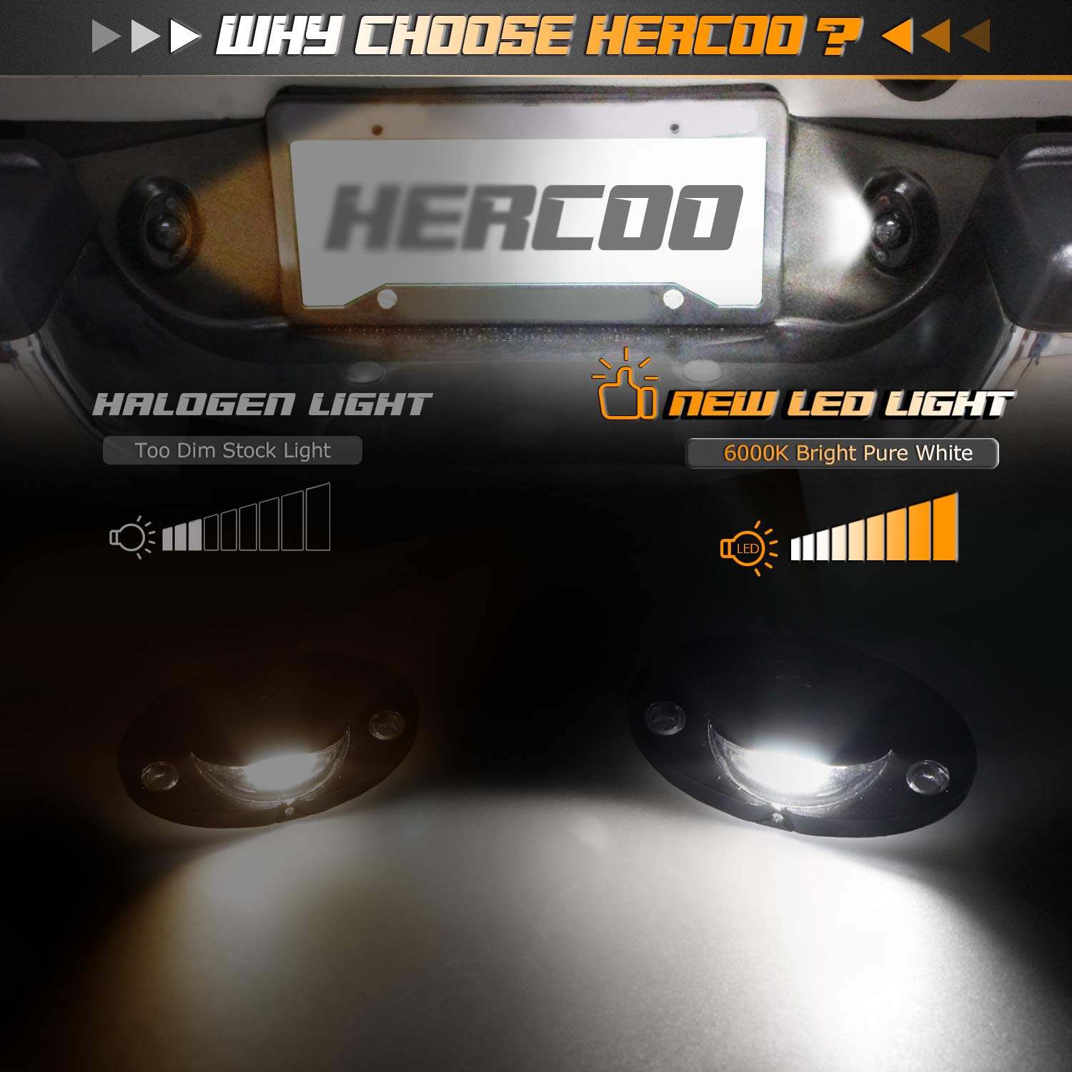 Hercoo Led License Plate Light Lens Rear Lamp Socket Wiring Harness Pigtail Black Housing Compatible With 1994 1995 1996 1997 19