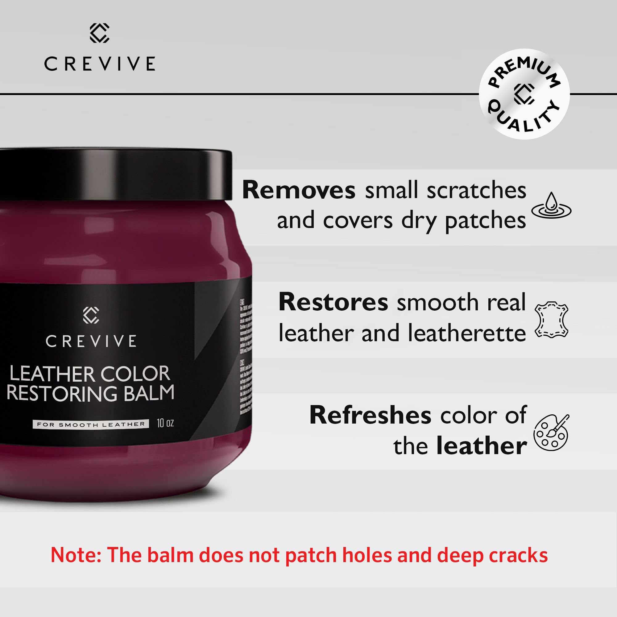 Crevive Leather Cleaner 8.45 Oz & Leather Recoloring Balm Bordeaux 10 Oz - Leather Color Restorer - Leather Restorer For Couches