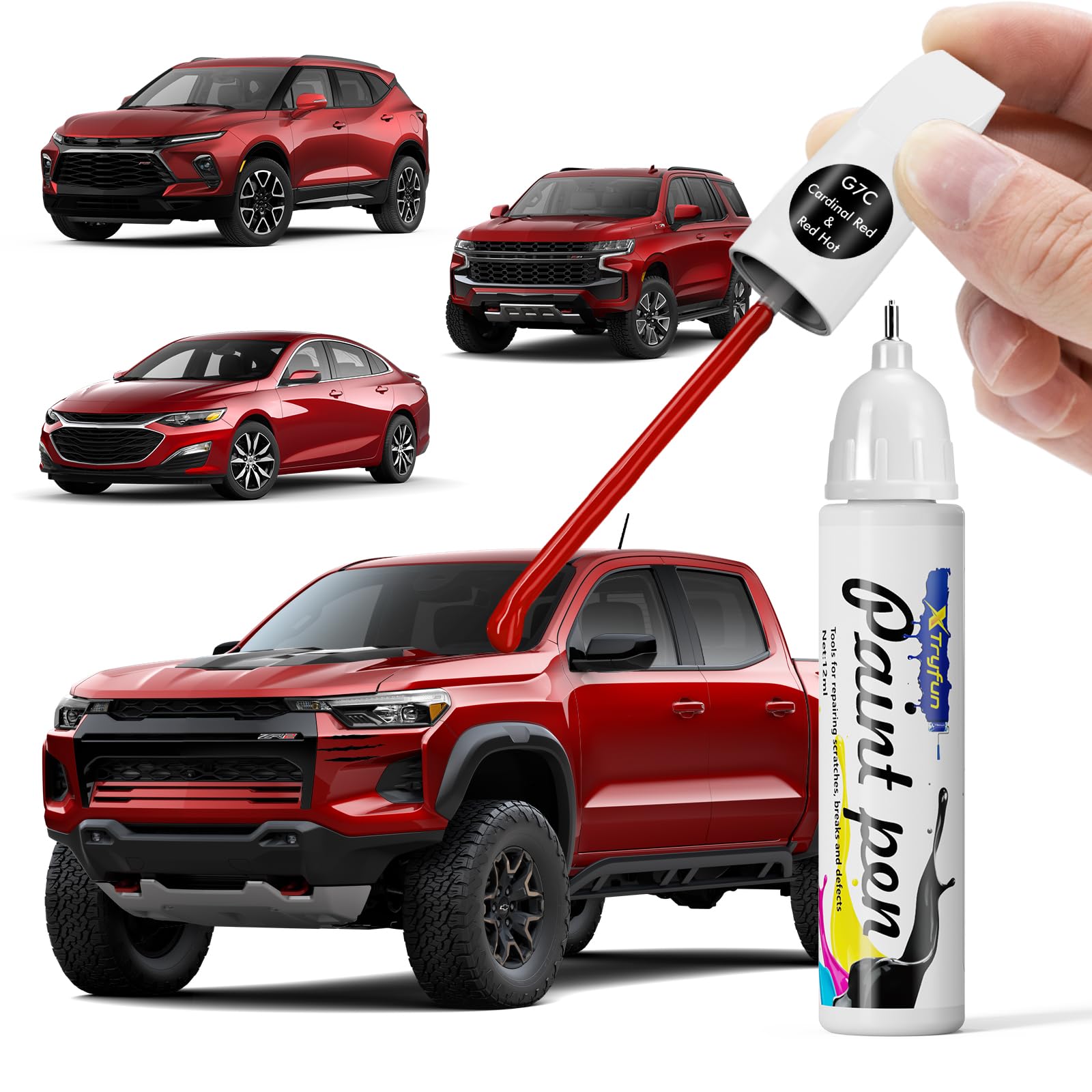 XTryfun G7C/WA130X Red Hot Touch Up Paint Compatible with Chevrolet, DIY Car Paint Scratch Repair, Automotive Paints, Quick & Ea