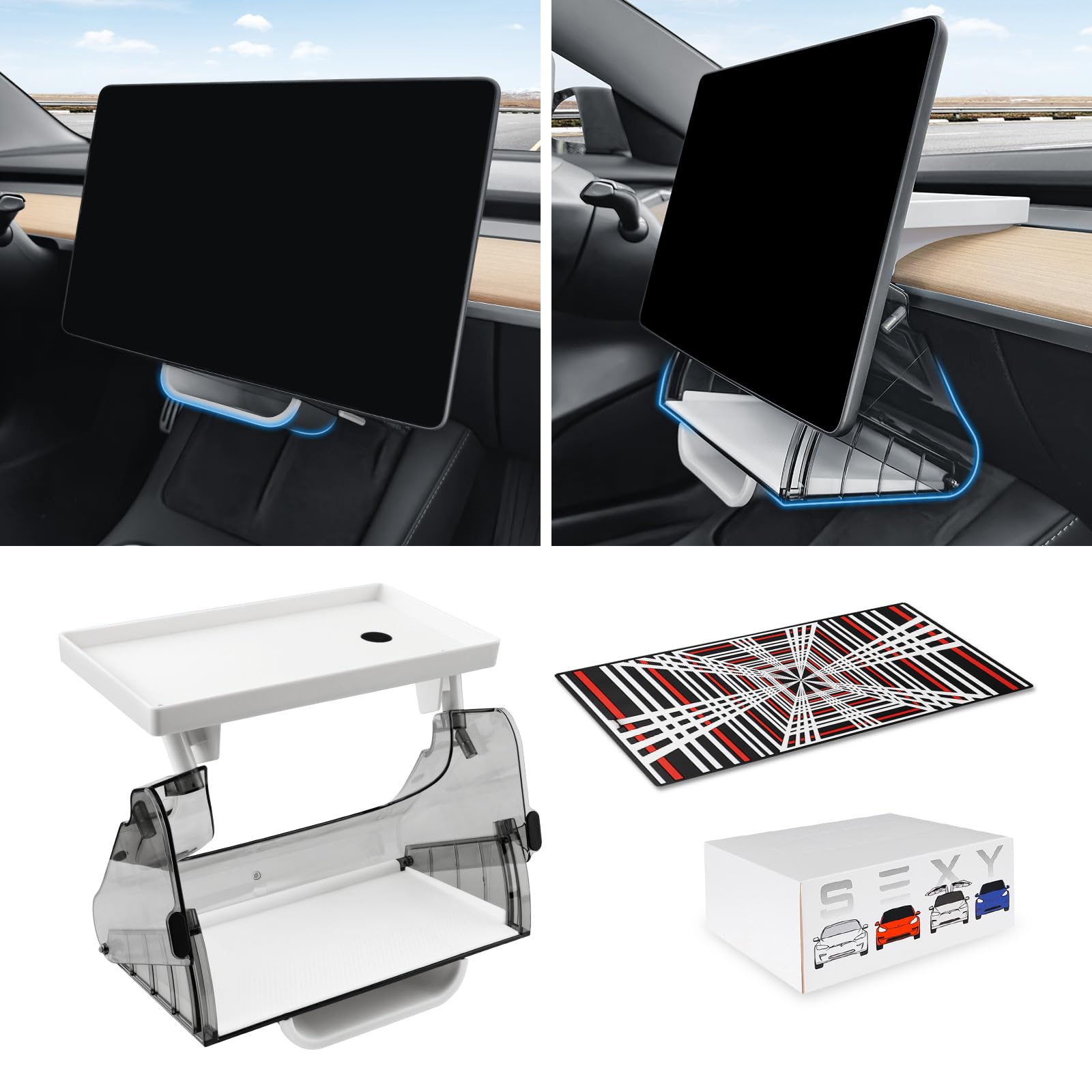 Klutchtech Model 3/Y Hideable Under Screen Storage Magnetic Center Console Organizer Behind Screen Tray Compatible With Tesla Mo
