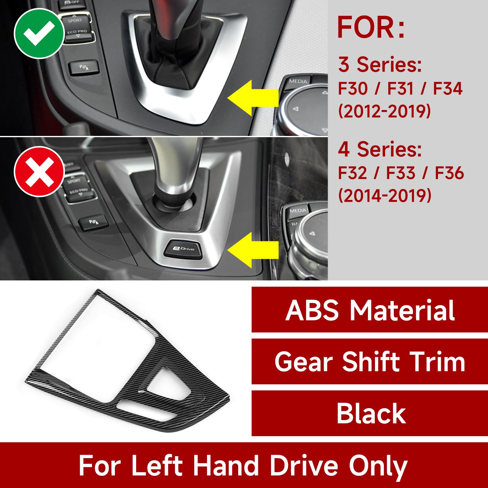 Car Trim Gear Shift Cover Carbon Style Abs Decal Trim Fits For Bmw F30 F31 F34 3Gt F32 F33 F36 3 4 Series Accessories, 2012-2019 - 330E Not Fit