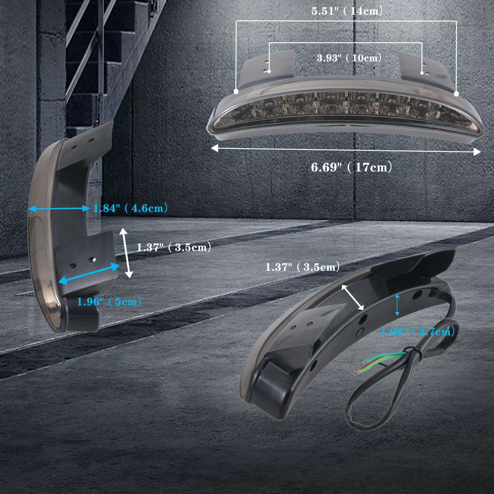 Natgic 1Pc Motorcycle Tail Light Chopped Rear Fender Edge Led Brake Light License Plate Light Stop Running Light For Har*Ley Sport-Ster Xl 883N 1200N Xl1200V Xl1200X (Smoke Shell)