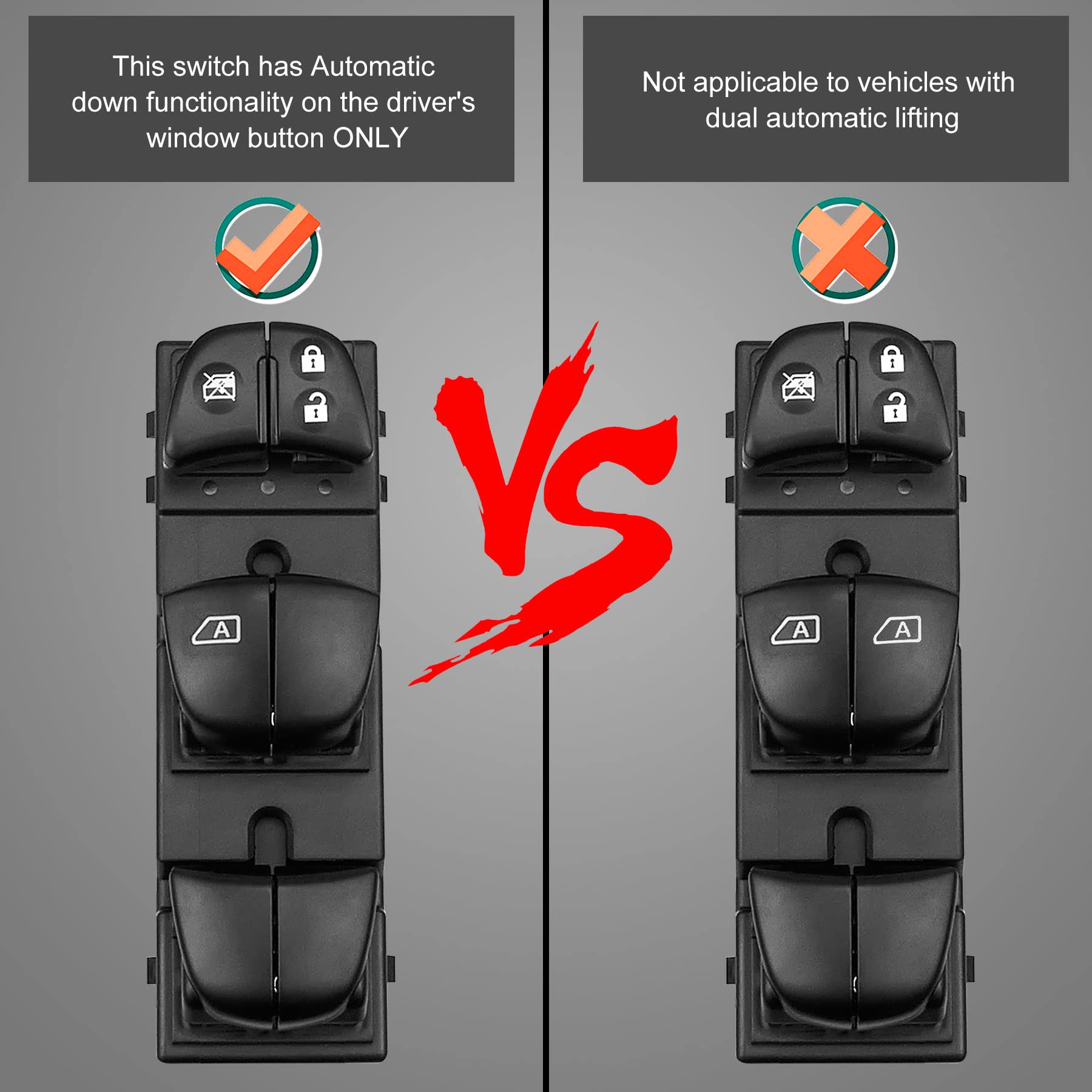 Master Power Window Control Switch Fit For Nissan Pathfinder Altima Leaf Juke Frontier Tiida Rogue Sentra 2013-2019, 25401-3Ta5A