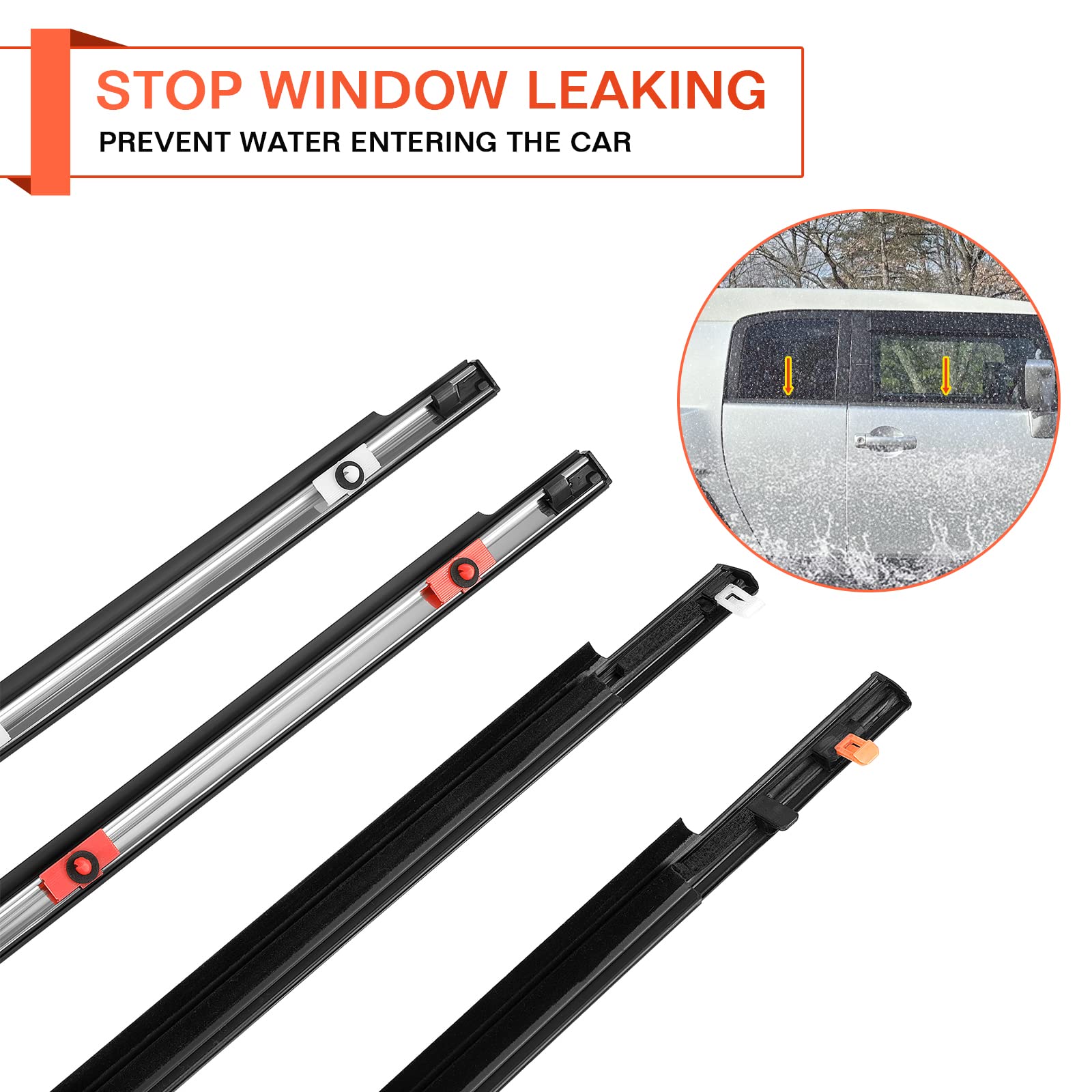 ACLONG Door Window Moulding Trim Front Rear Seal Outside Belt Weatherstrip Compatible with Toyota FJ Cruiser 2007-2014 Replaces#