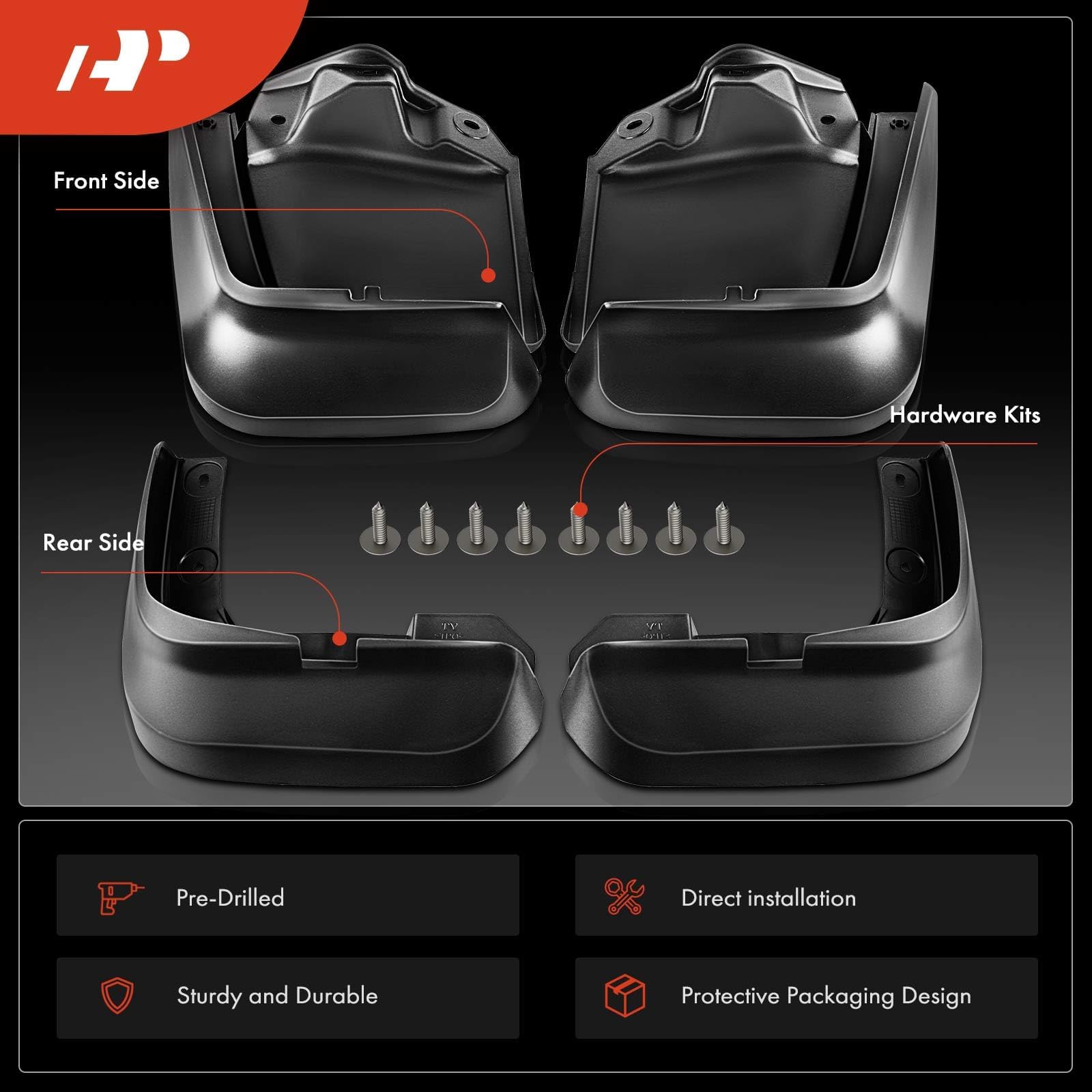 A-Premium Set Of 4Pcs Mud Flaps Splash Guards Mudguards Mudflaps With Hardware Accessories Compatible With Honda Civic 2012-2015