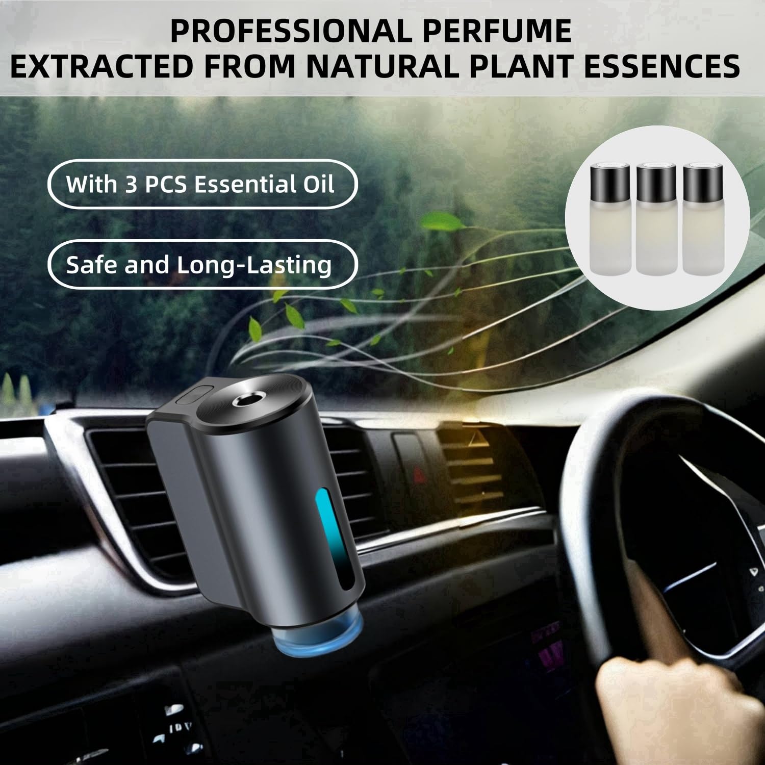 Car Air Freshener Diffuser, Smart Car Air Freshener, Car Diffuser Air Freshener With Three Adjustable Modes, Aromatizante Para C