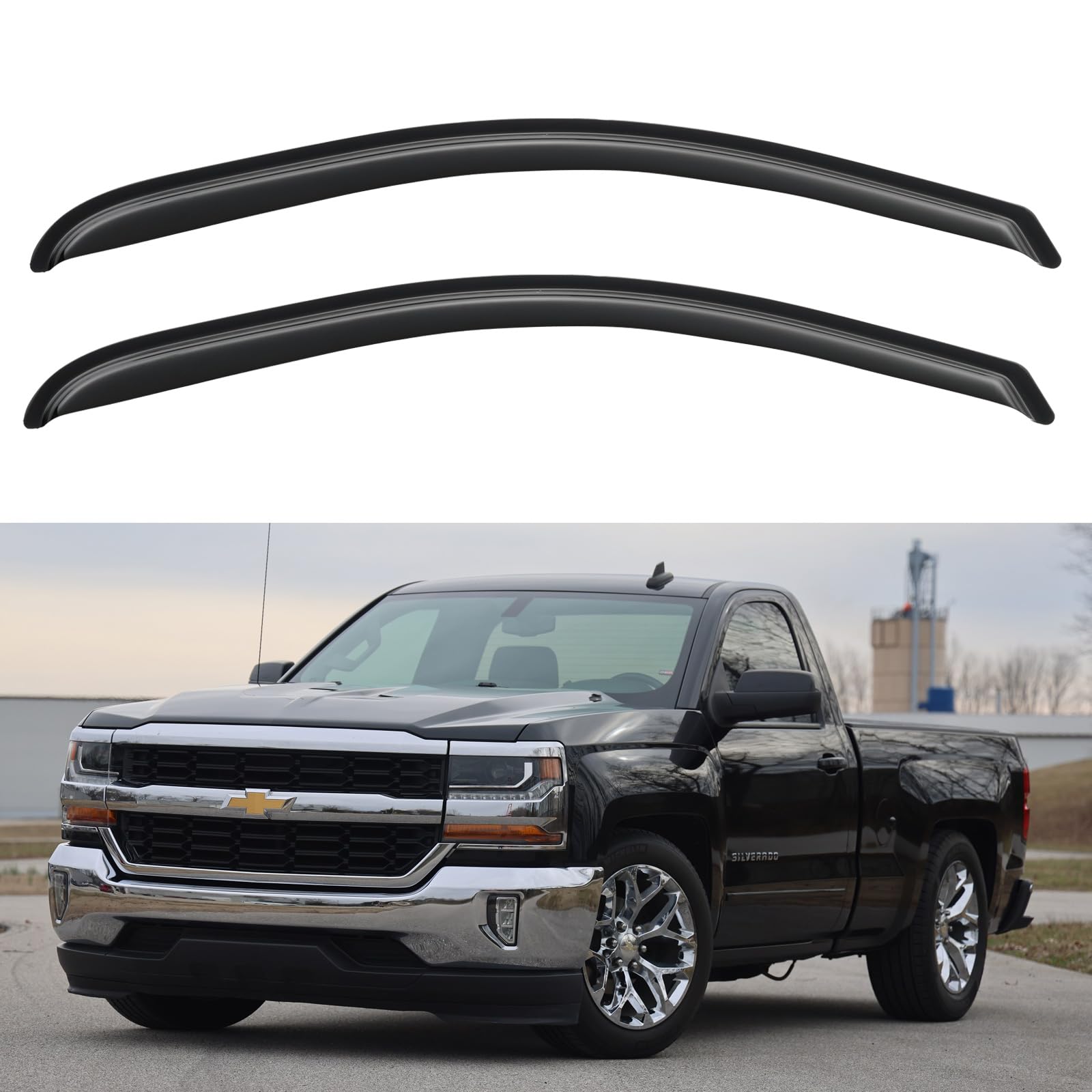 Window Visors Rain Guards For 2014-2018 Chevy Silverado/Gmc Sierra 1500 Regular Cab, Out-Channel Window Vent Wind Deflectors Vis