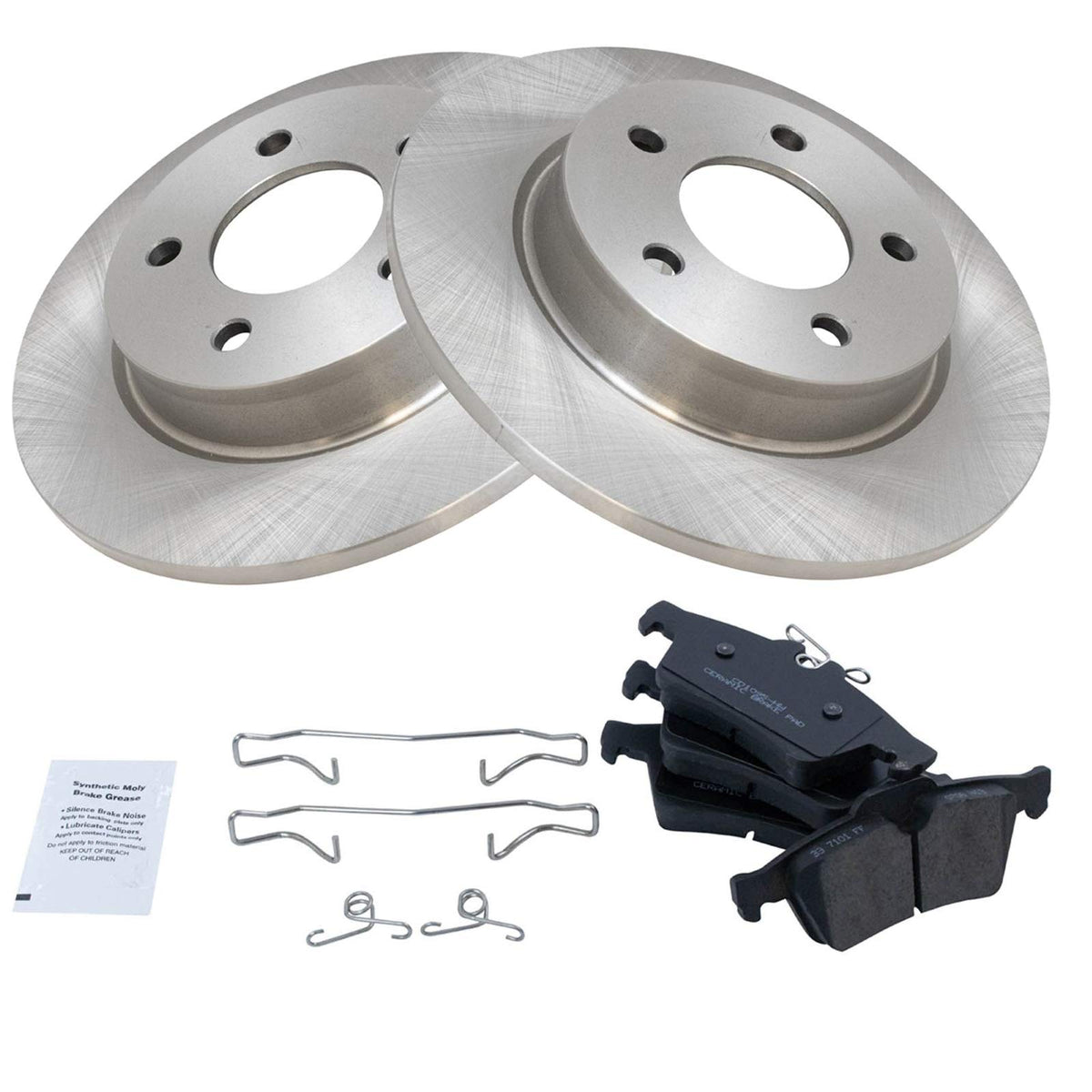 TRQ Rear Brake Pad & Rotor Kit Brake Pads Brake Rotor Ceramic Compatible with 2006-2013 Mazda 3