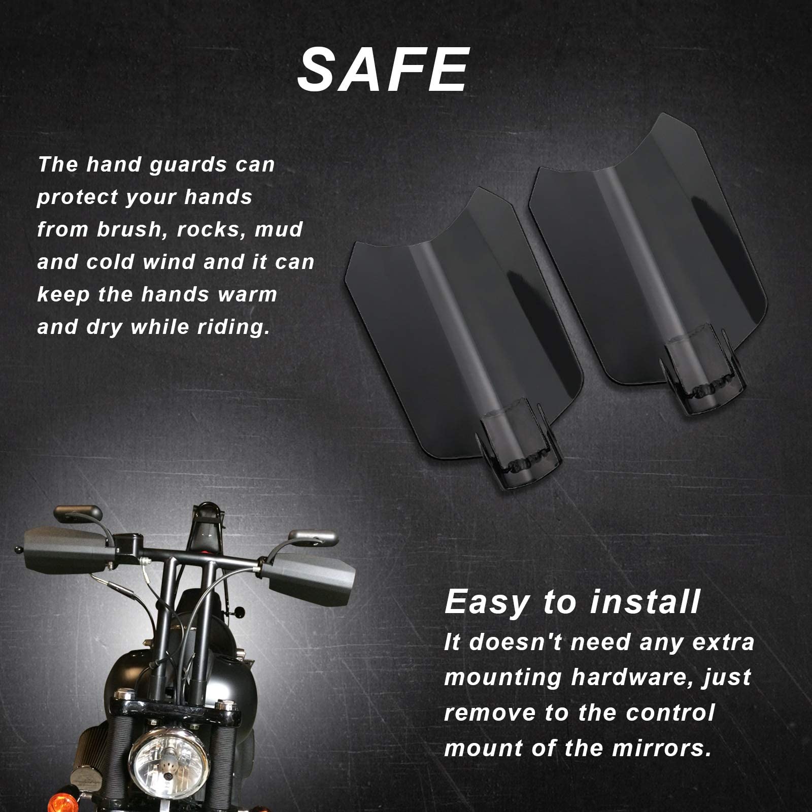 Starknightmt Motorcycle Handguards Black Coffin Cut Stainless Steel Hand Guards Compatible With Touring Models Street Glide Road King Road Glide Electra Glide 2014-2022 With Hydraulic Clutch (Large)