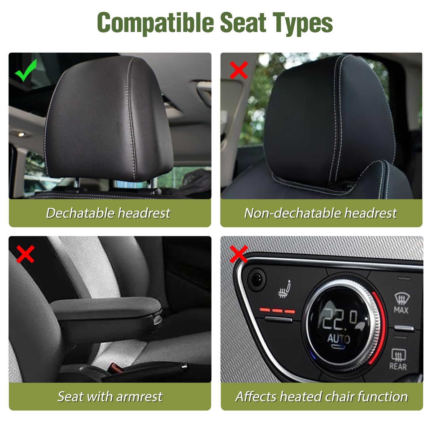 Nilight Car Seat Covers Waterproof Breathable Faux Leather Cushions Anti-Slip Universal Cover For Kia Civic Corolla Hyundai Hond