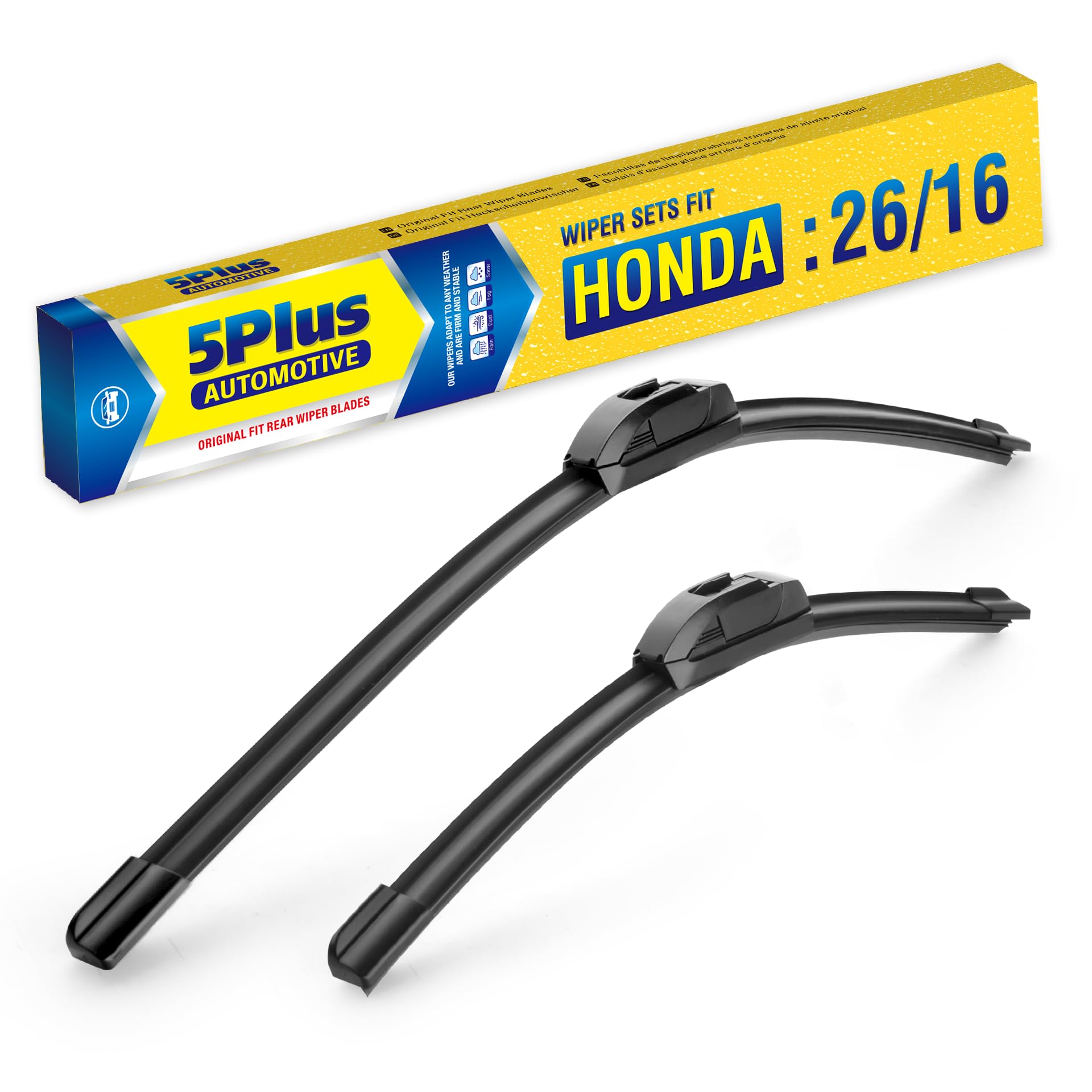 5 Plus 26''+16'' Windshield Wiper Blades, Replacement For Honda Crv 2016-2012,Accord 2020-2018 (Set Of 2), Premium All-Season Au