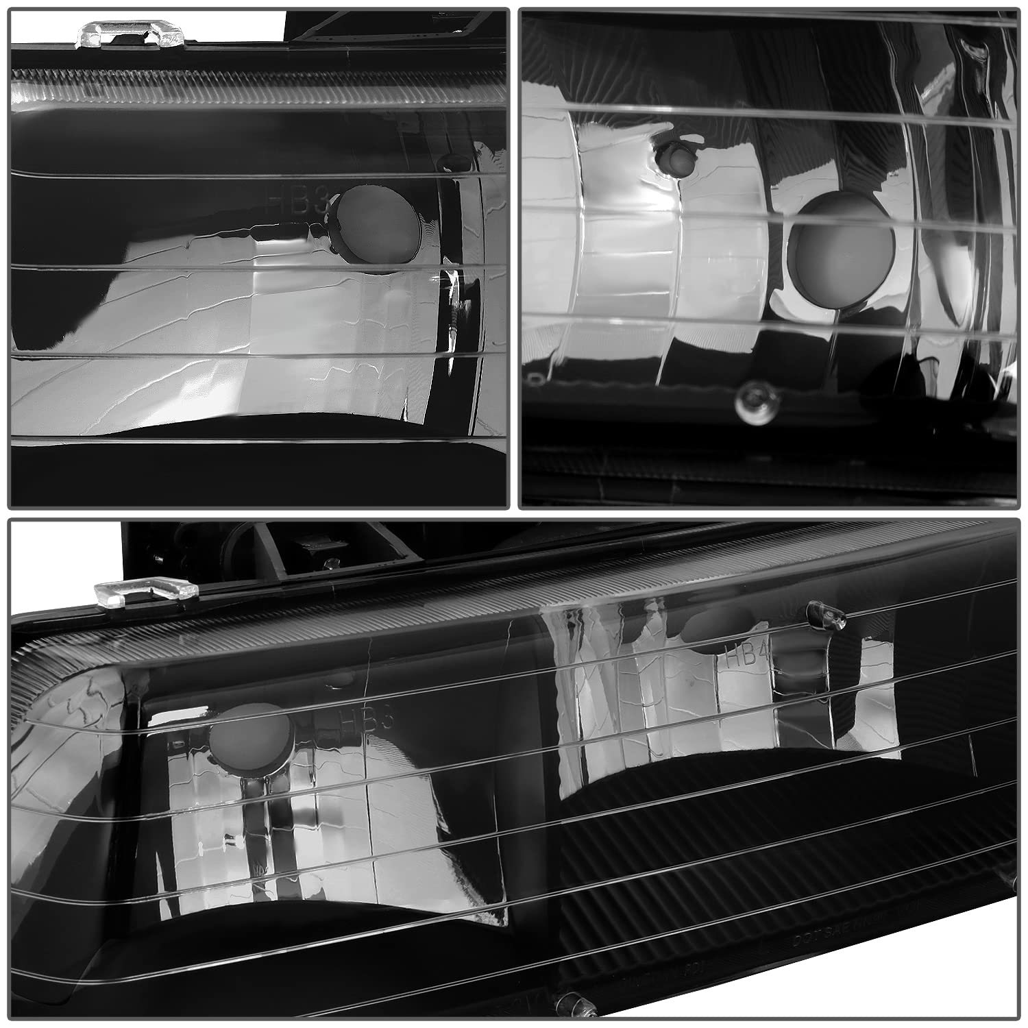 Dna Motoring Hl-Oh-Cs99-4P-Bk-Cl1 Black Housing Headlights Compatible With 99-02 Silverado 00-06 Suburban/Tahoe Bottom Bumper Li