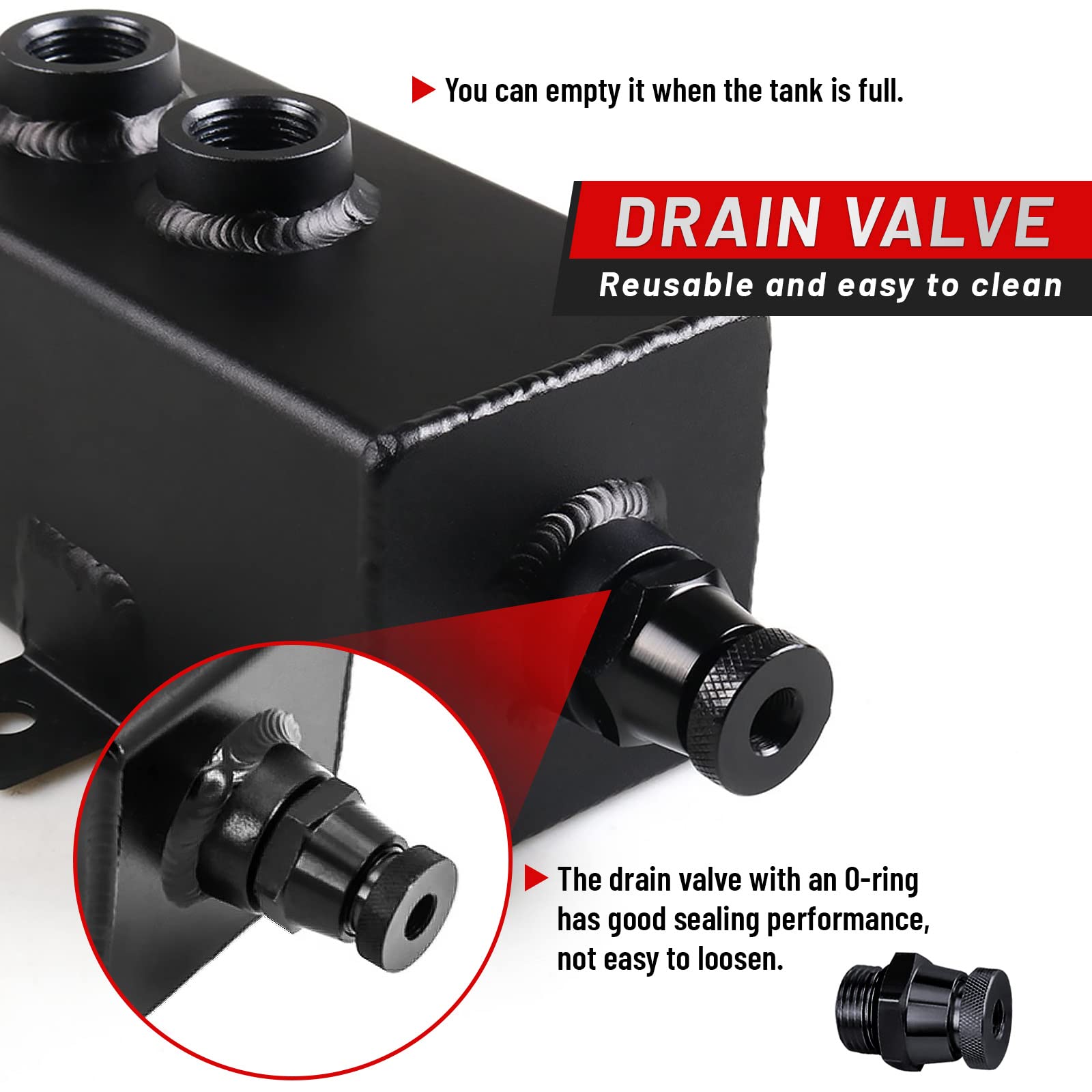 Bomling Universal 2L Oil Catch Can Tank Baffled 10An With Breather Filter Aluminum Reservoir Tank Black