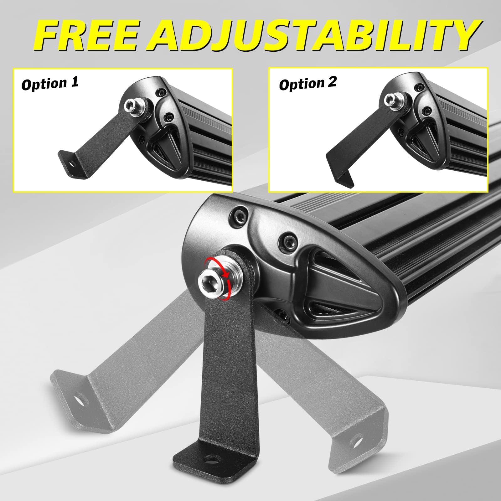 Akd Part Light Bar Mounting Brackets 2 Packs Universal Side-Mounted Brackets For Straight Or Curved Single-Row Led Light Bar Up To 52 Inch