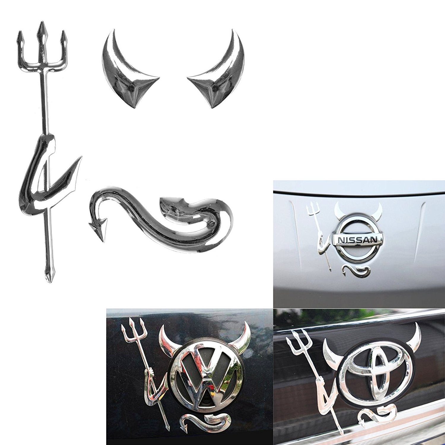 Xotic Tech Cute 3D Pvc Devil Style Demon Sticker, Auto Car Emblem Decal Decoration Waterproof Self-Adhesive Car Logo Sticker Uni
