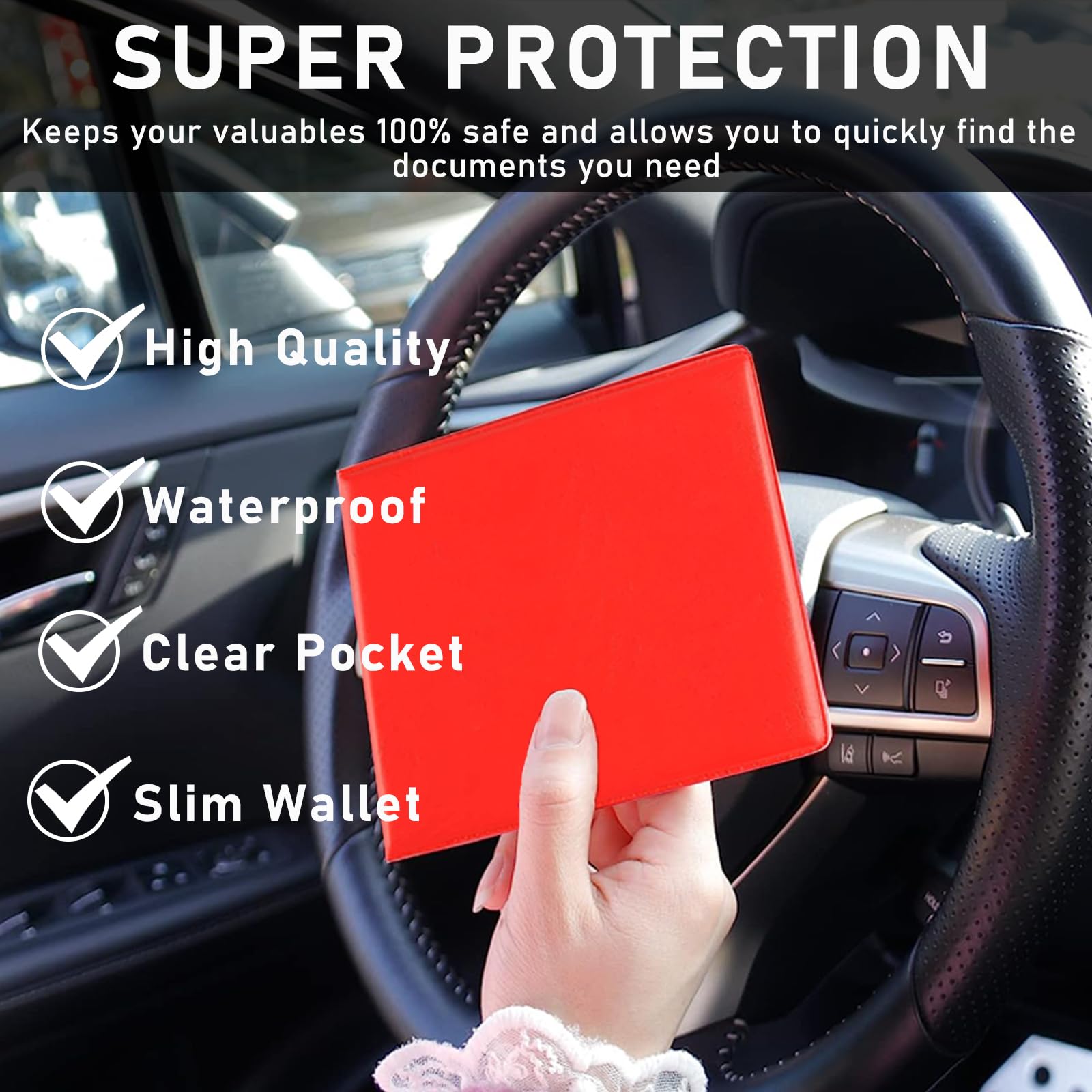 Kewucn 2 Pack Car Registration Insurance Holder, 10.55 ' '  4.8 ' ' Essential Auto Card Glove Box Organizer, Vehicle Interior Ac