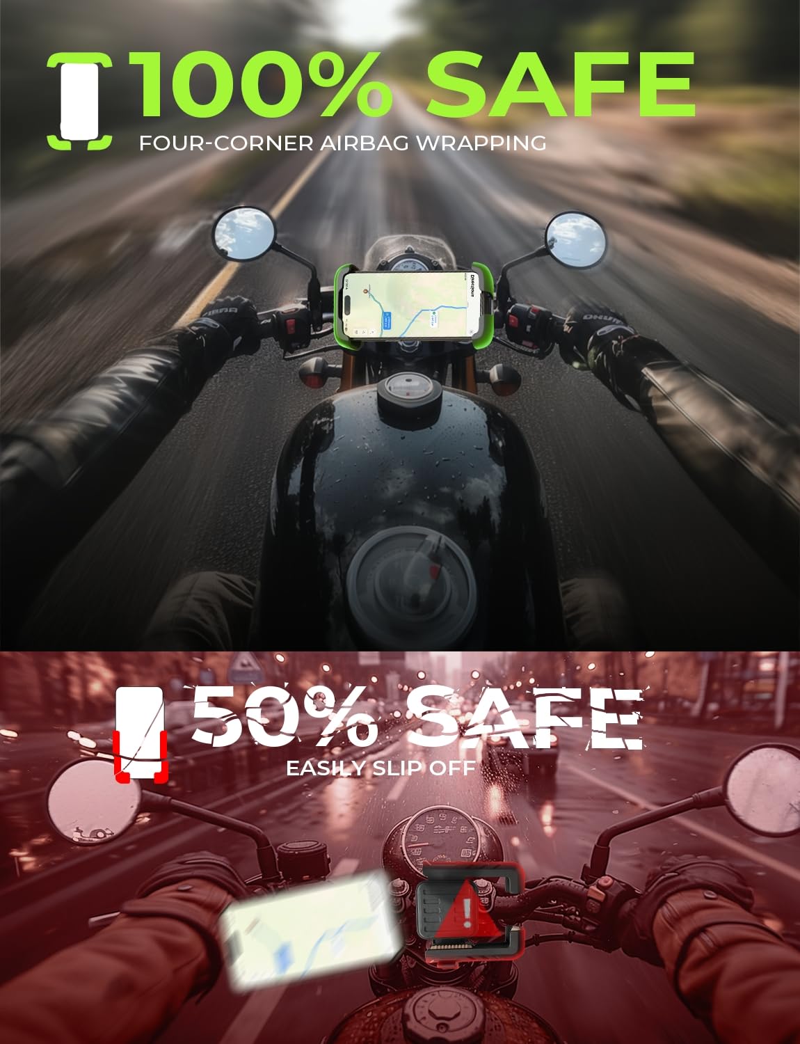 Lisen Bike Phone Holder, [Super Easy Install] Ultra Stable Motorcycle Phone Mount, Bicycle Handlebar Holder Mount For Adults Kid