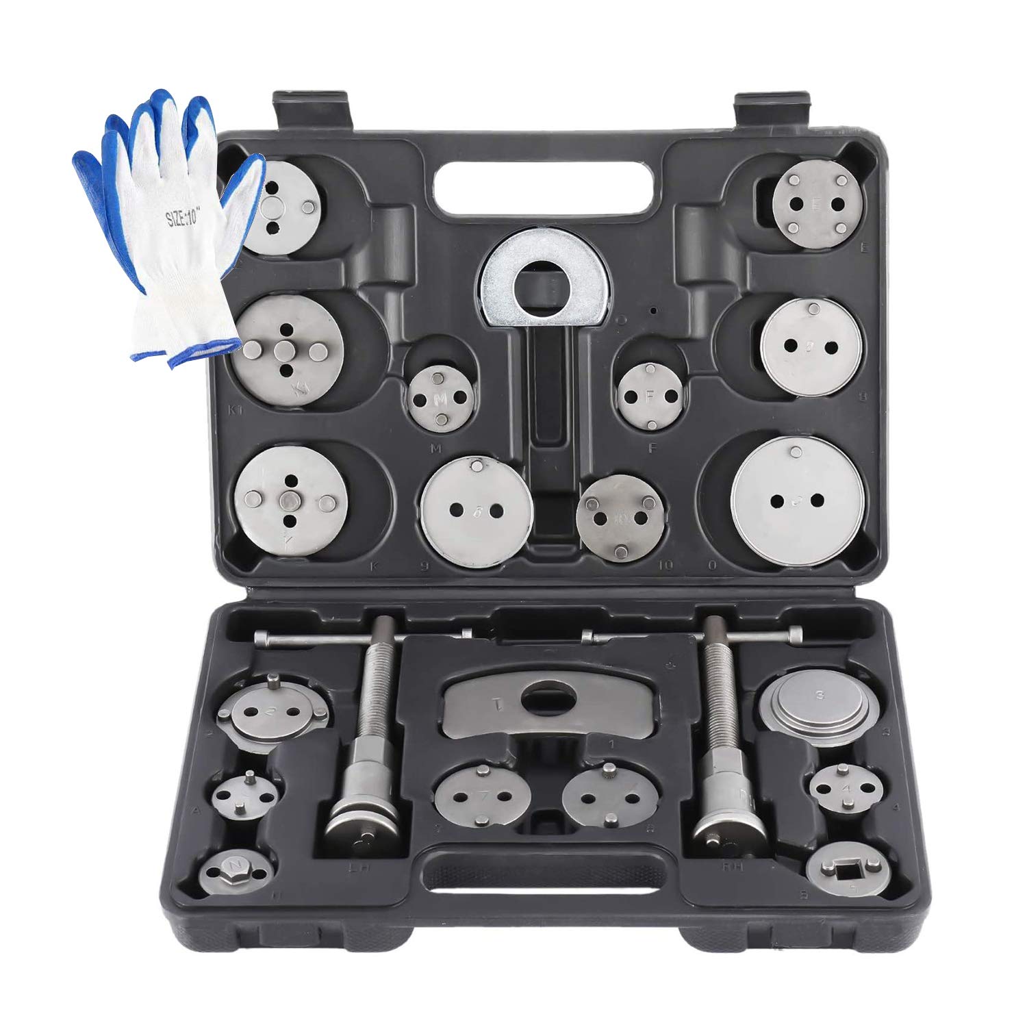 8MILELAKE 24pcs Disc Brake Caliper Compression Wind Back Tool Kit, Heavy Duty Brake Piston Caliper Compression Tool Set for Brak