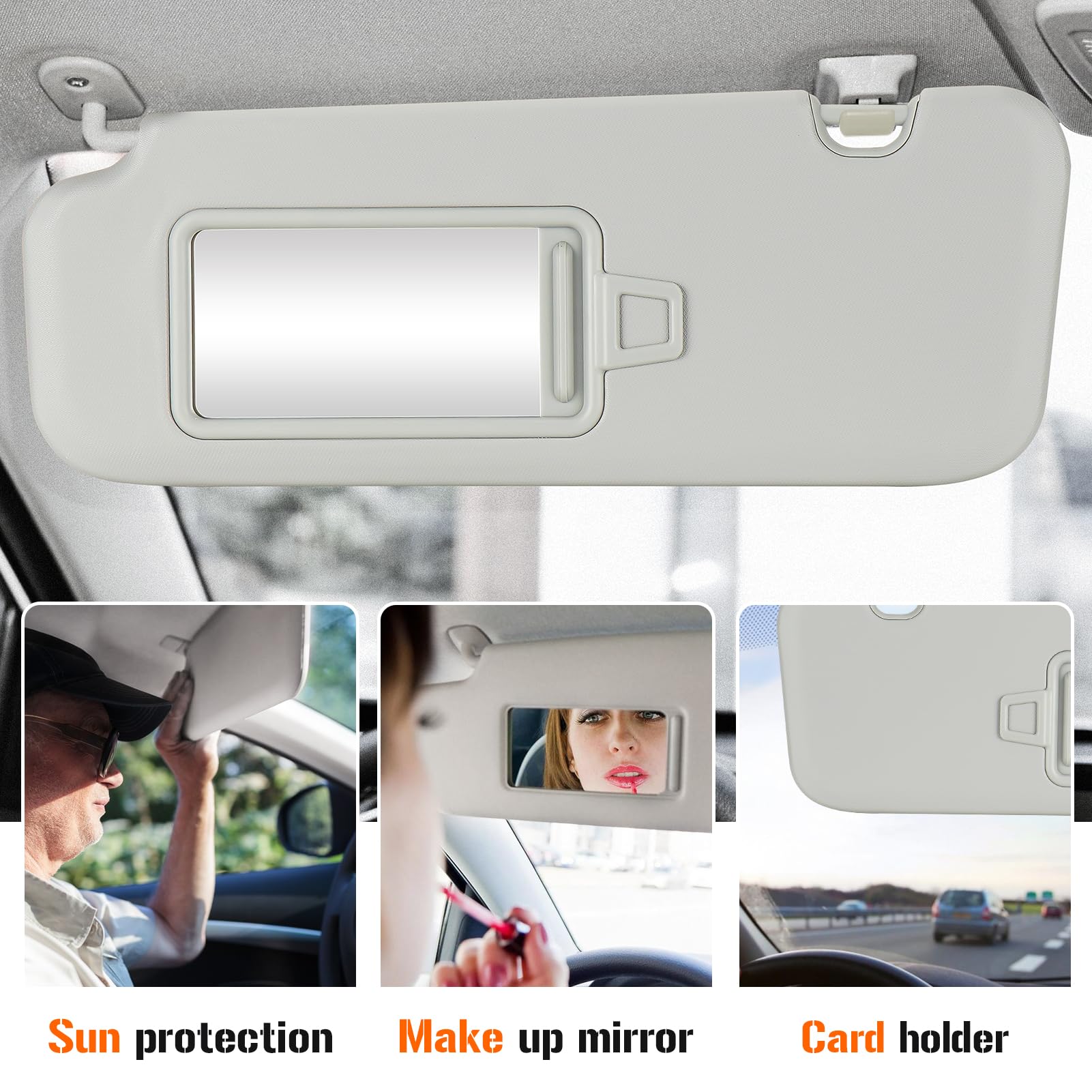 Sun Visor for 2017-2019 Hyundai Elantra, Left Driver Side Grey Sunvisor Replace 85210-F0100TTX