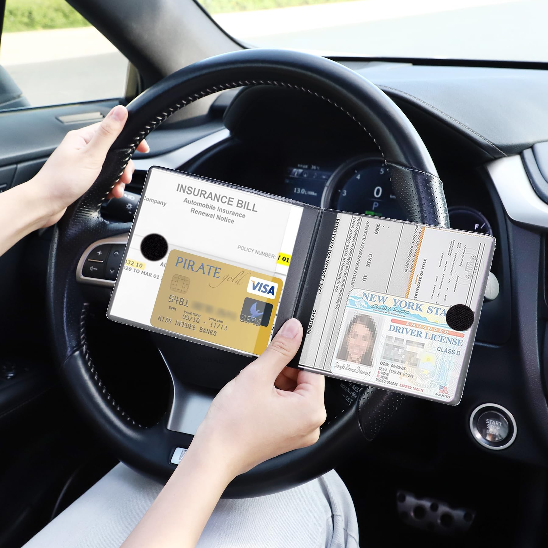 Uyye Lichee Pattern 2-Pack Documents Registration And Insurance Holder, Print Patterns Car Glove Box Organizer Wallet, Car Inter