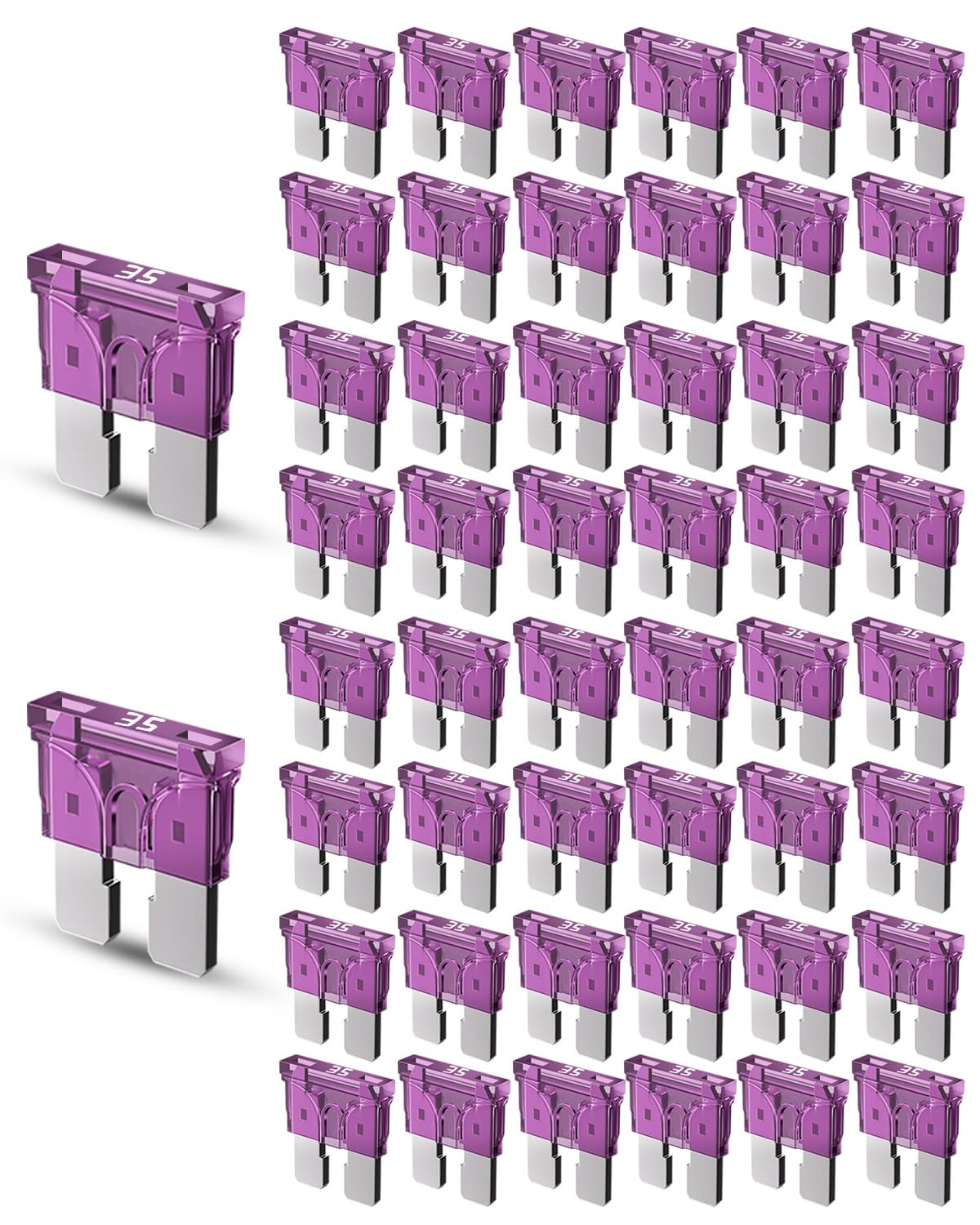 Riseuvo 50Pcs 35A Standard Car Fuses - 35 Amp Automotive Fuses(Ato/Apr/Ats), 32V (12/24V) Blade Fuse For Rv/Truck/Suv