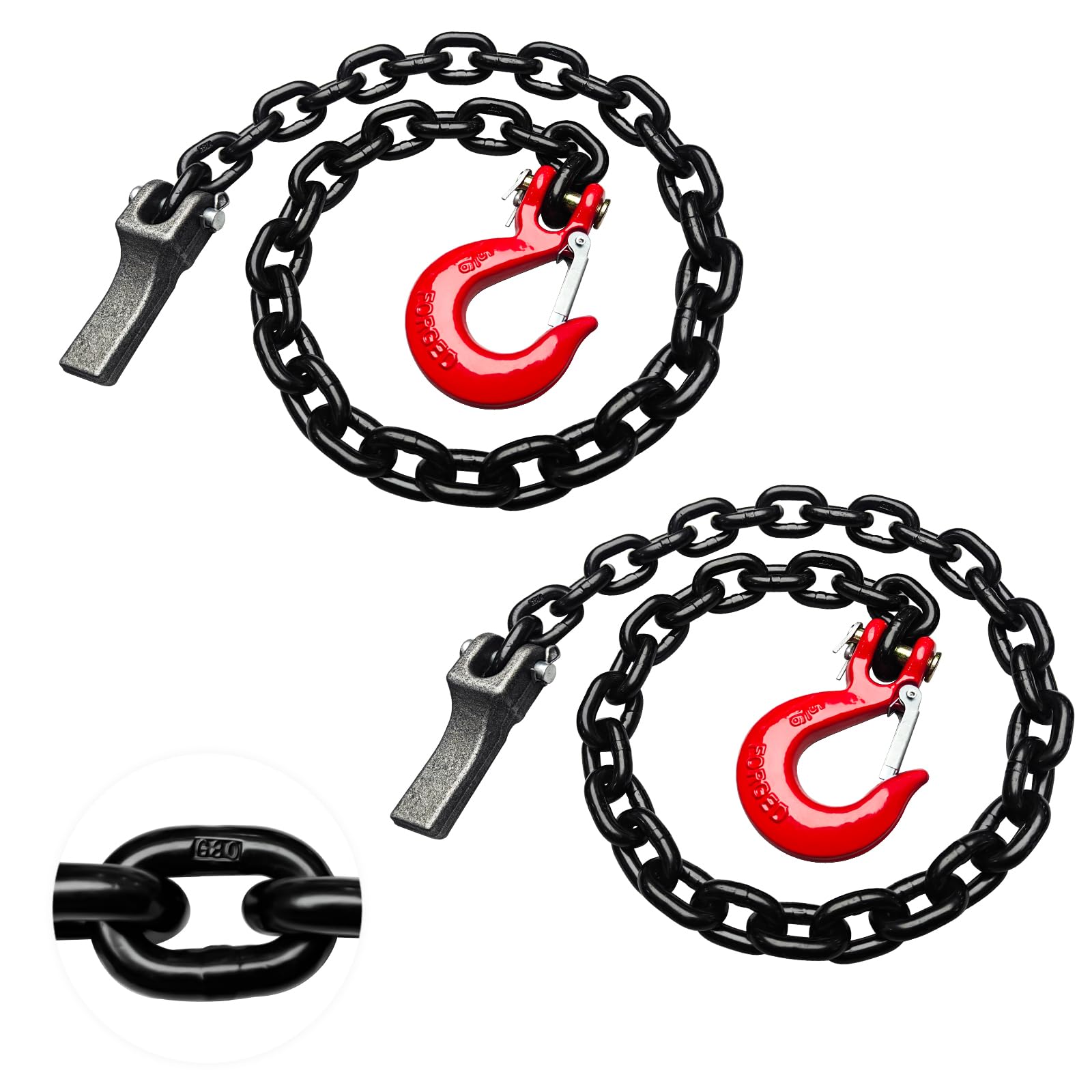 Senkeyfe Grade 80 Trailer Safety Chains - 35 Inch Tow Chains With 5/16'' Clevis Slip Hook And Chain Retainer, Trailer Chains 21,