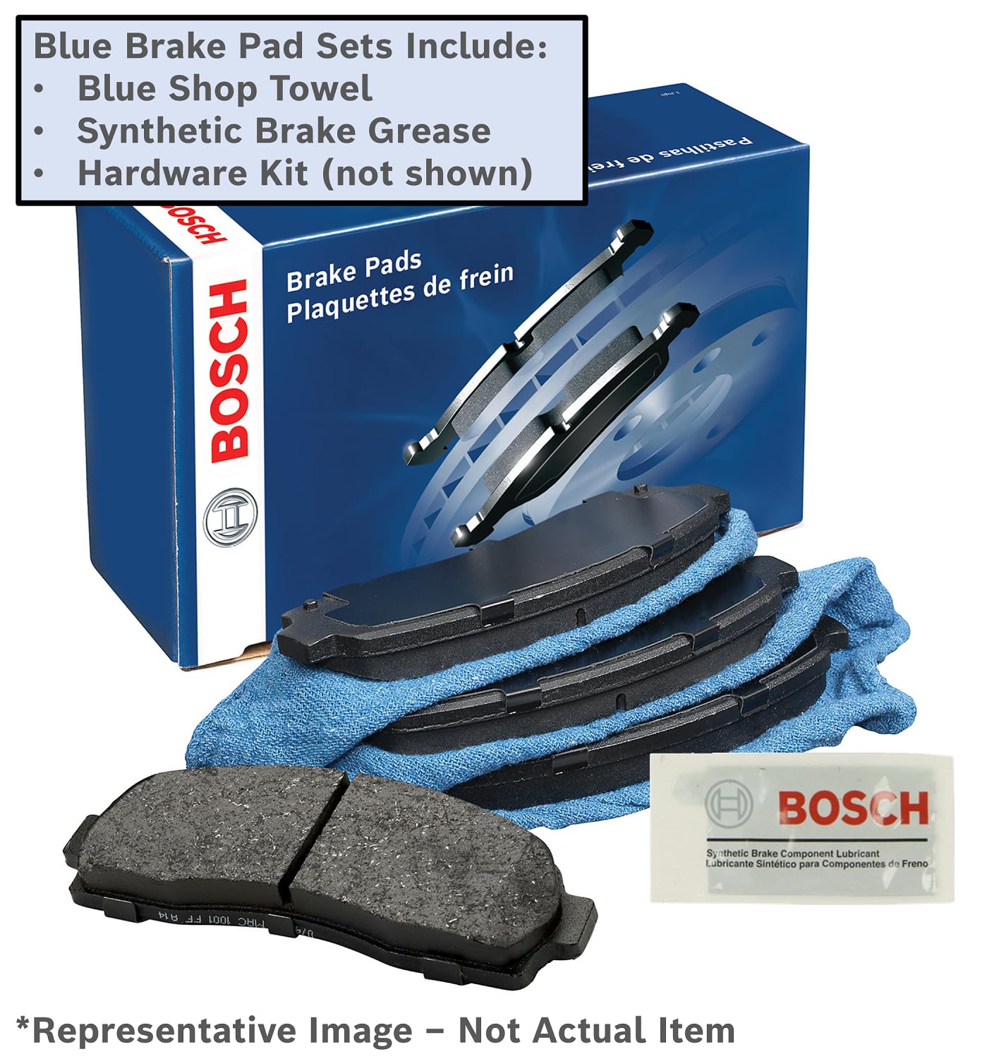 BOSCH BE1021H Blue Ceramic Disc Brake Pad Set With Hardware - Compatible With Select Ford Freestar; Mercury Monterey; REAR