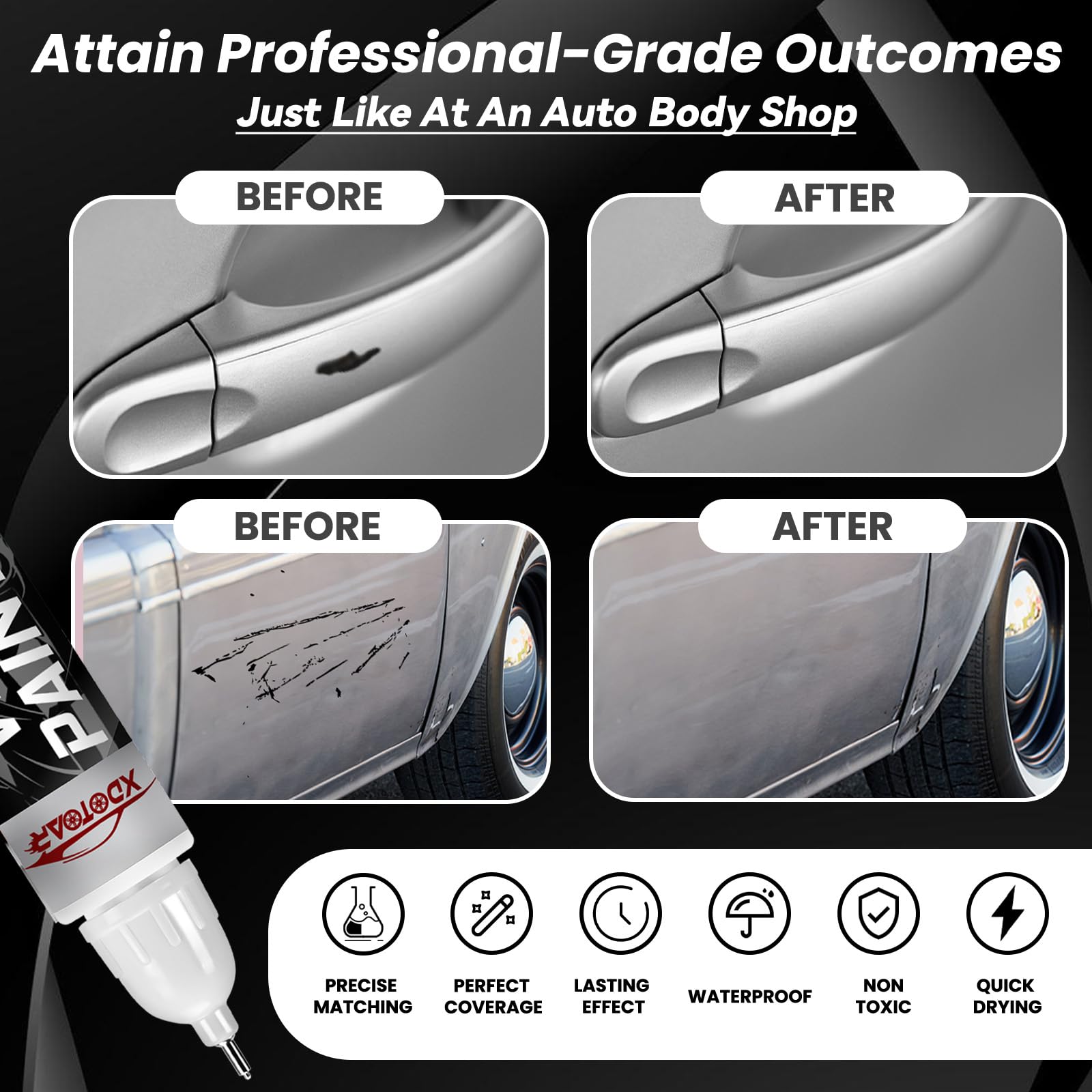 Universal Brown Touch Up Paint For Cars, Color Accurate Car Touch Up Paint, Professional Automotive Paint Scratch Repair, Lastin