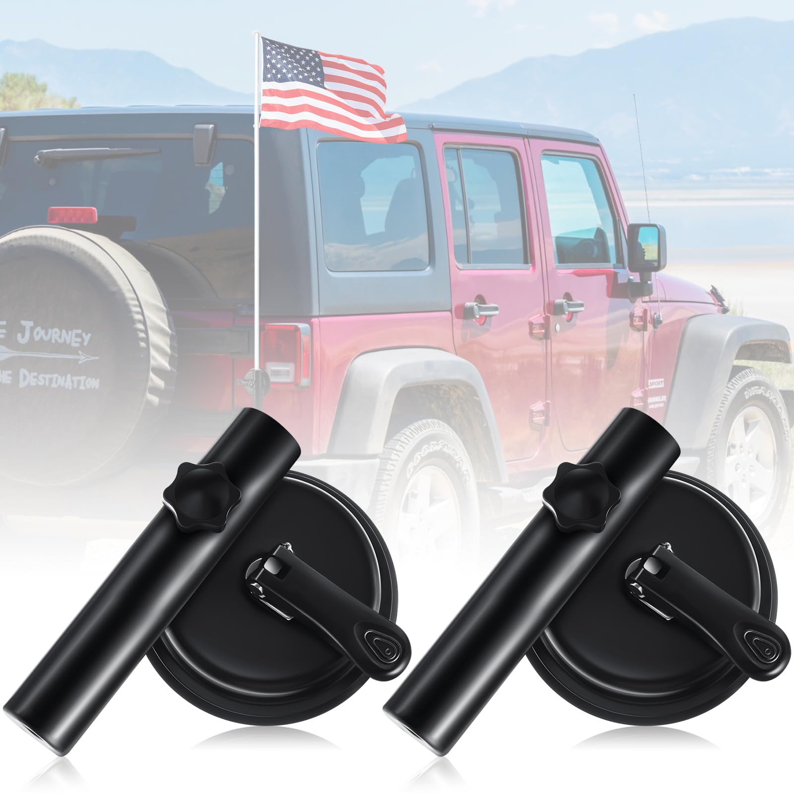DaisyInner 2 Pcs Suction Cup Car Flag Mount Flag Holder for Truck Pole Holder Suction Cup Mount Compatible with SUV, Truck, RV, 