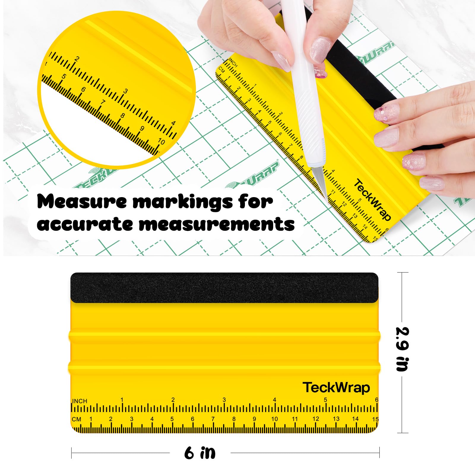 Teckwrap 2 Pcs Professional Plastic Felt Squeegee For Vinyl Decals, Inkjet Vinyl Sticker Paper, And Wallpaper - 6 ''X2.9 ''Decal
