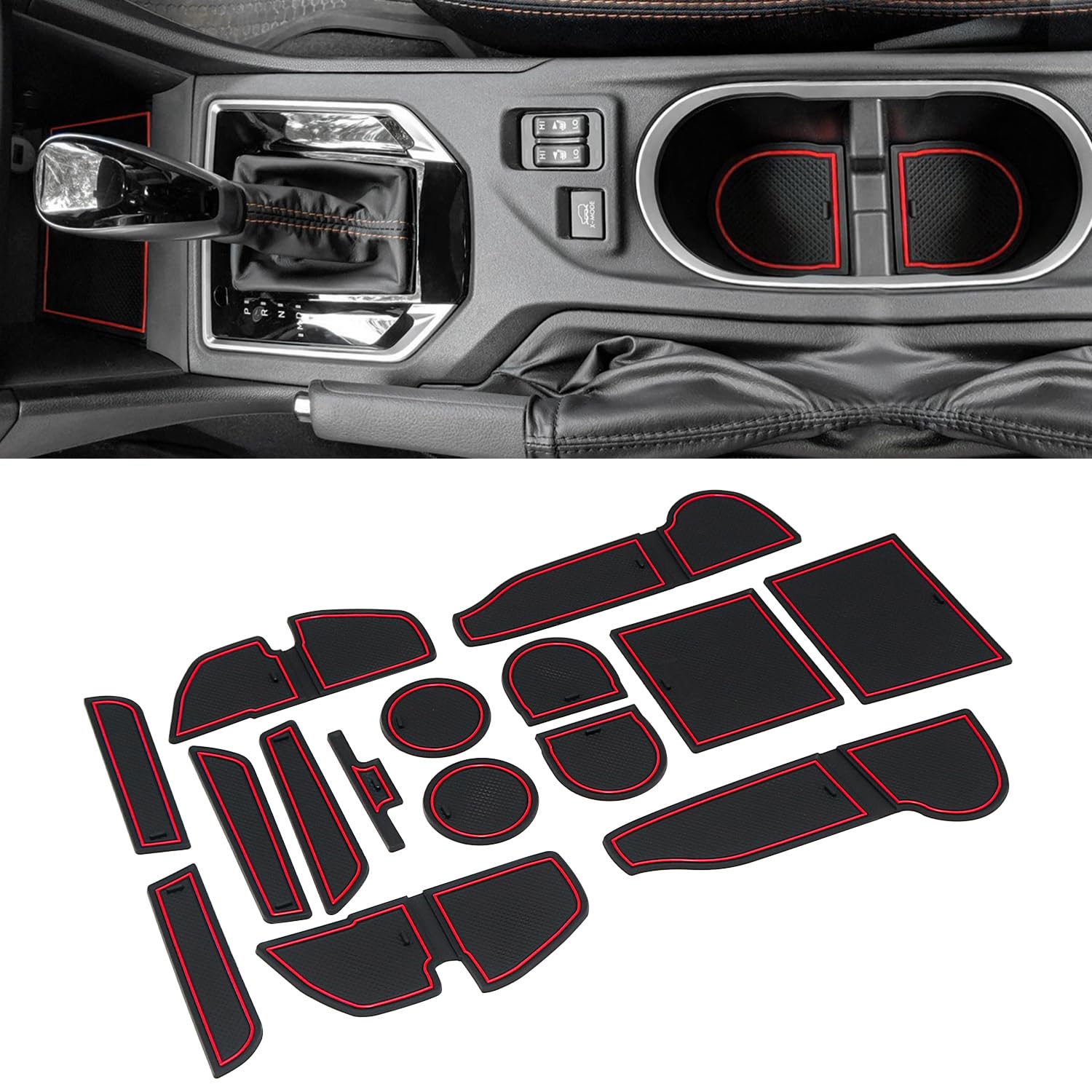 Mochent Cup Holder Insert For Subaru Crosstrek 2023 2022 2021 2020 2019 2018 And For Subaru Impreza 2017-2023 Center Console Mat Non-Slip Door Pocket Liners Interior Accessories(Red)